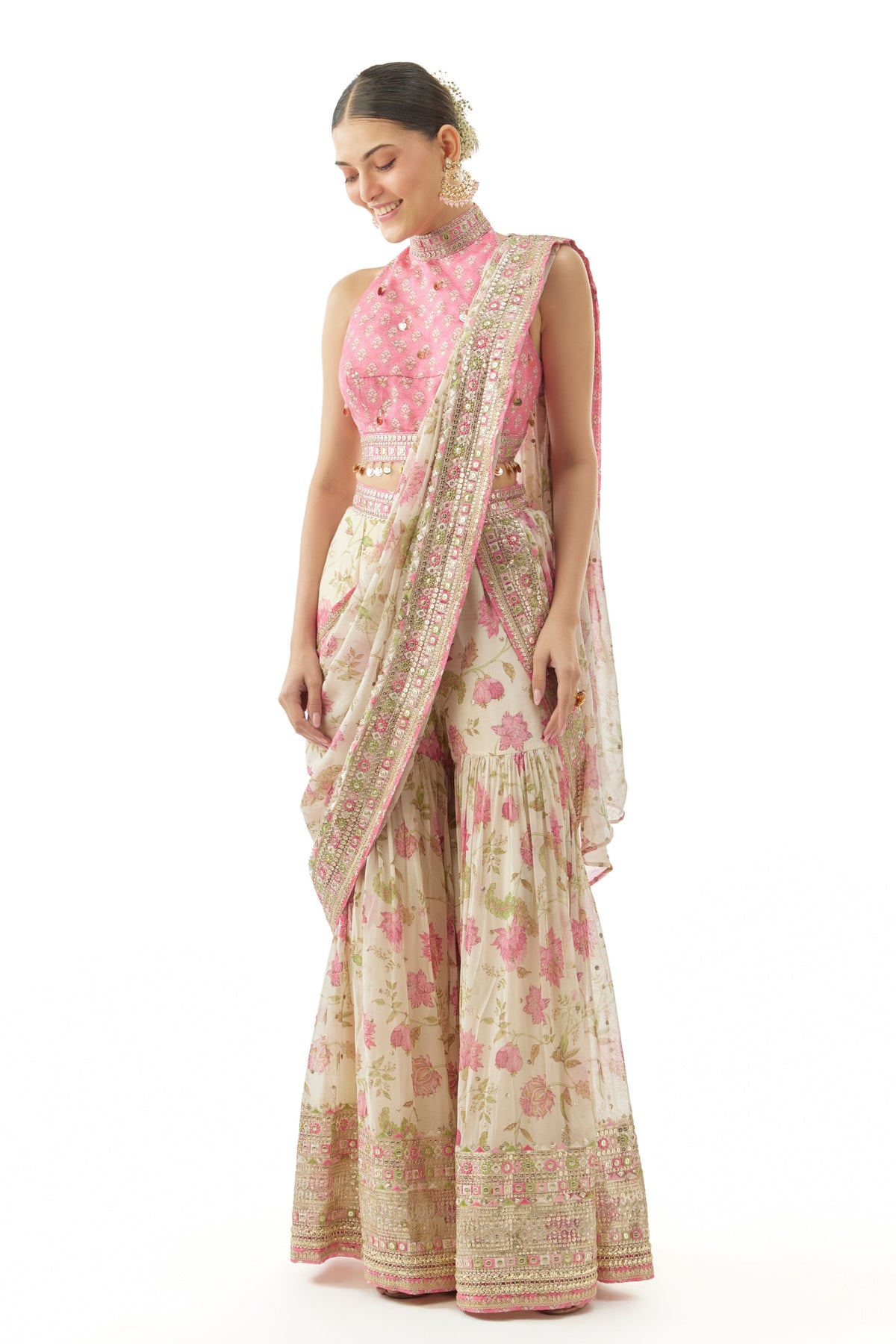 Ivory Pakhi Draped Saree Set