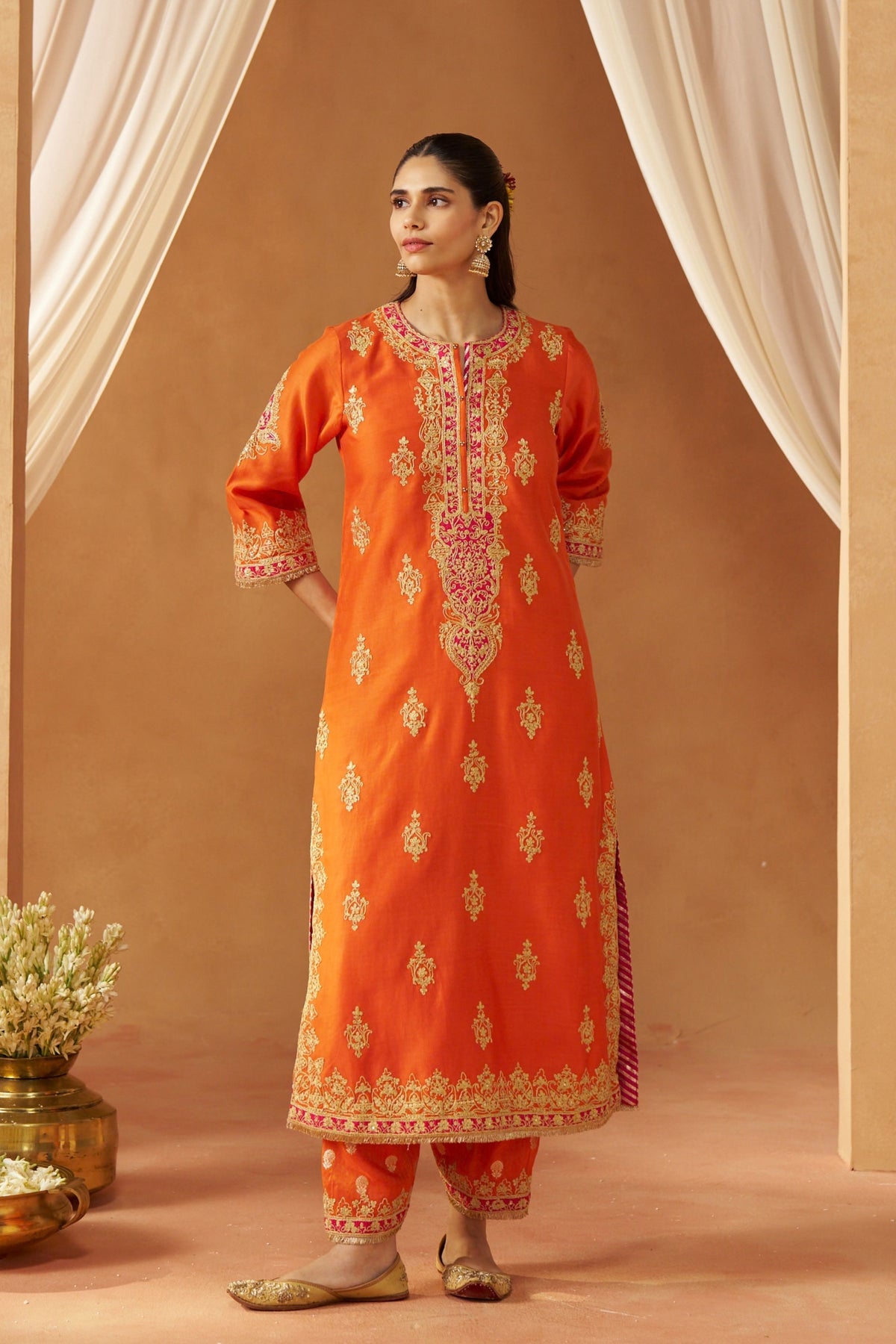 Mubina Burnt Orange Kurta Set
