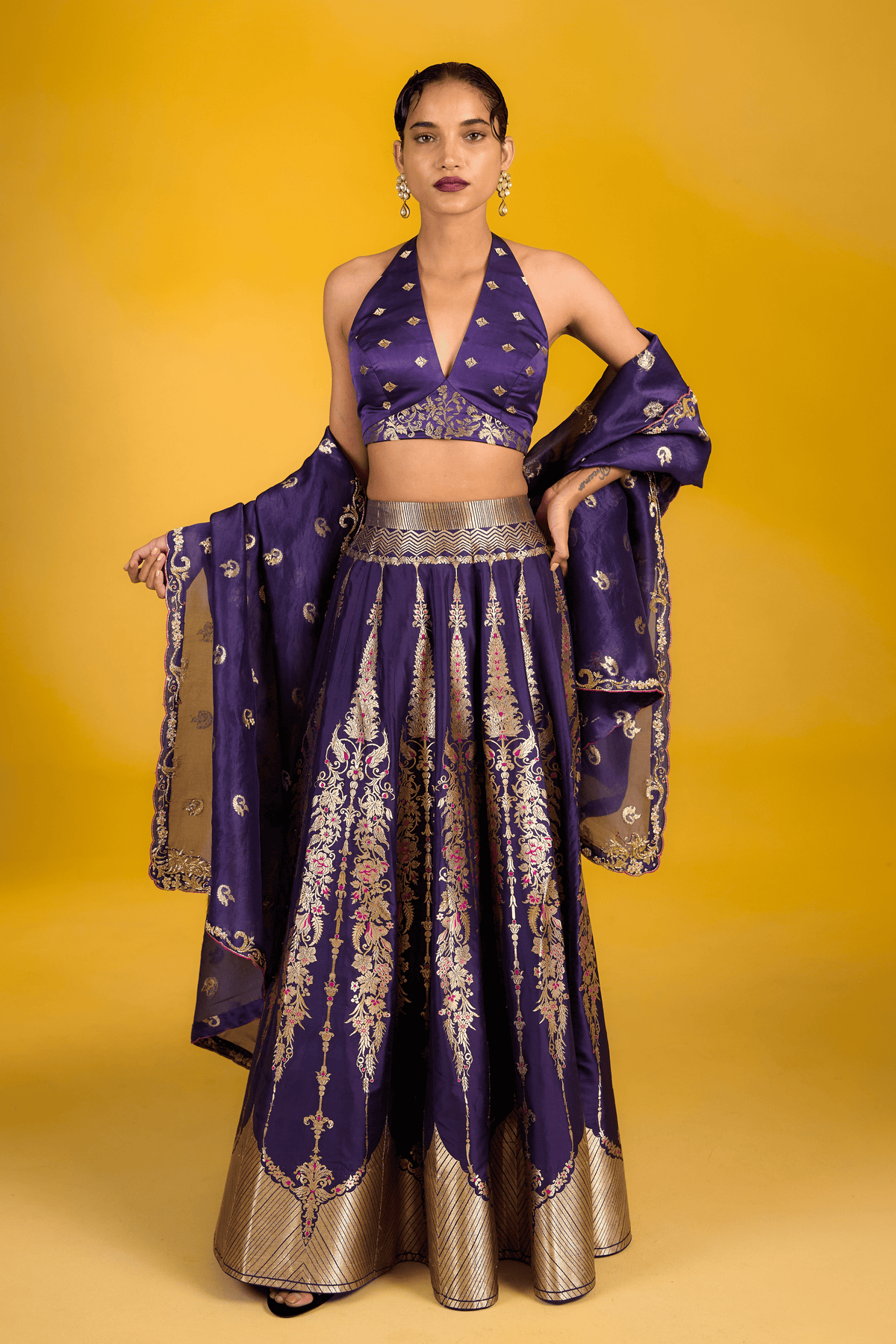 The Midnight Orchid Lehenga