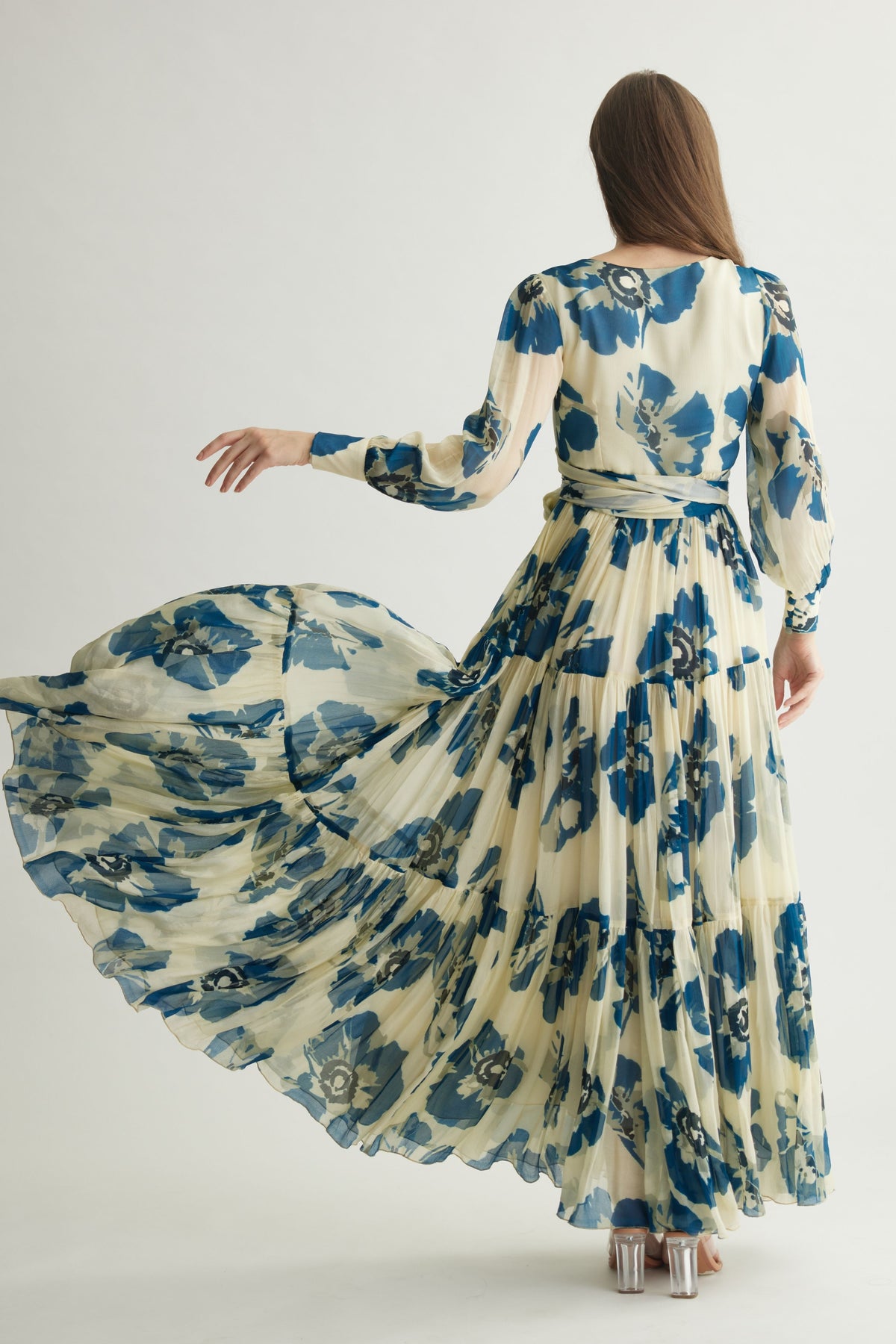 Blue Floral Wrap Dress
