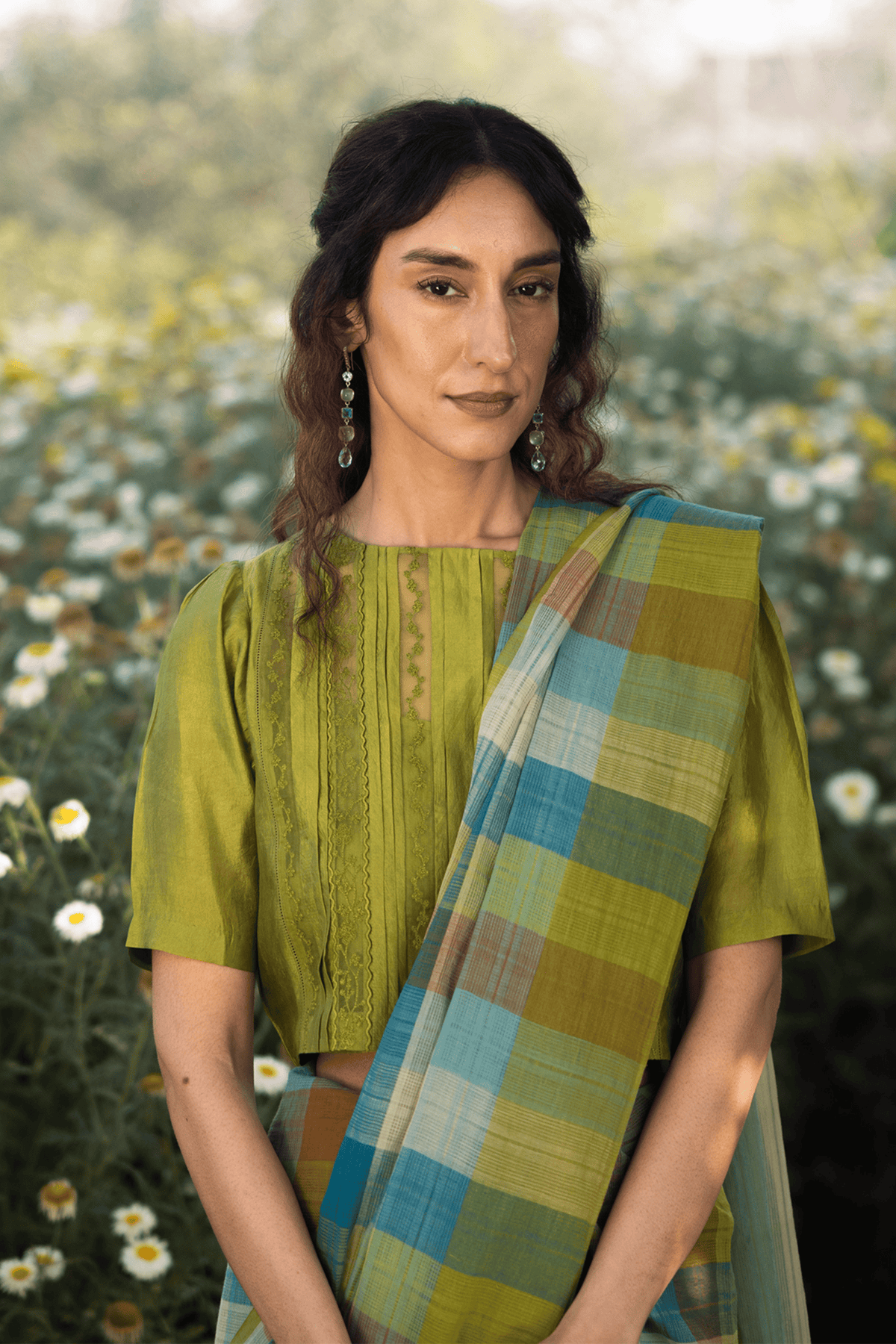 Entwined Checkered Saree