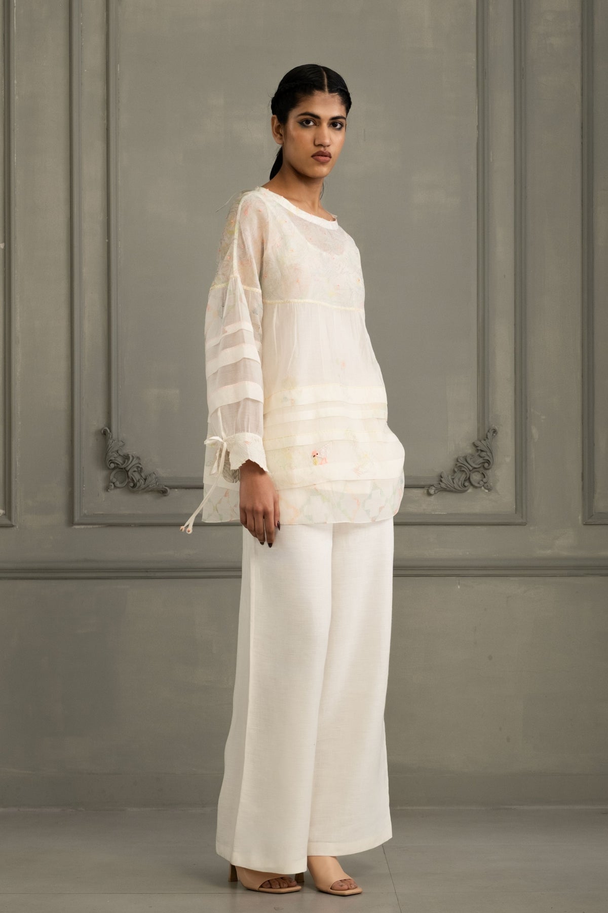 Ivory Embroidered Top Set