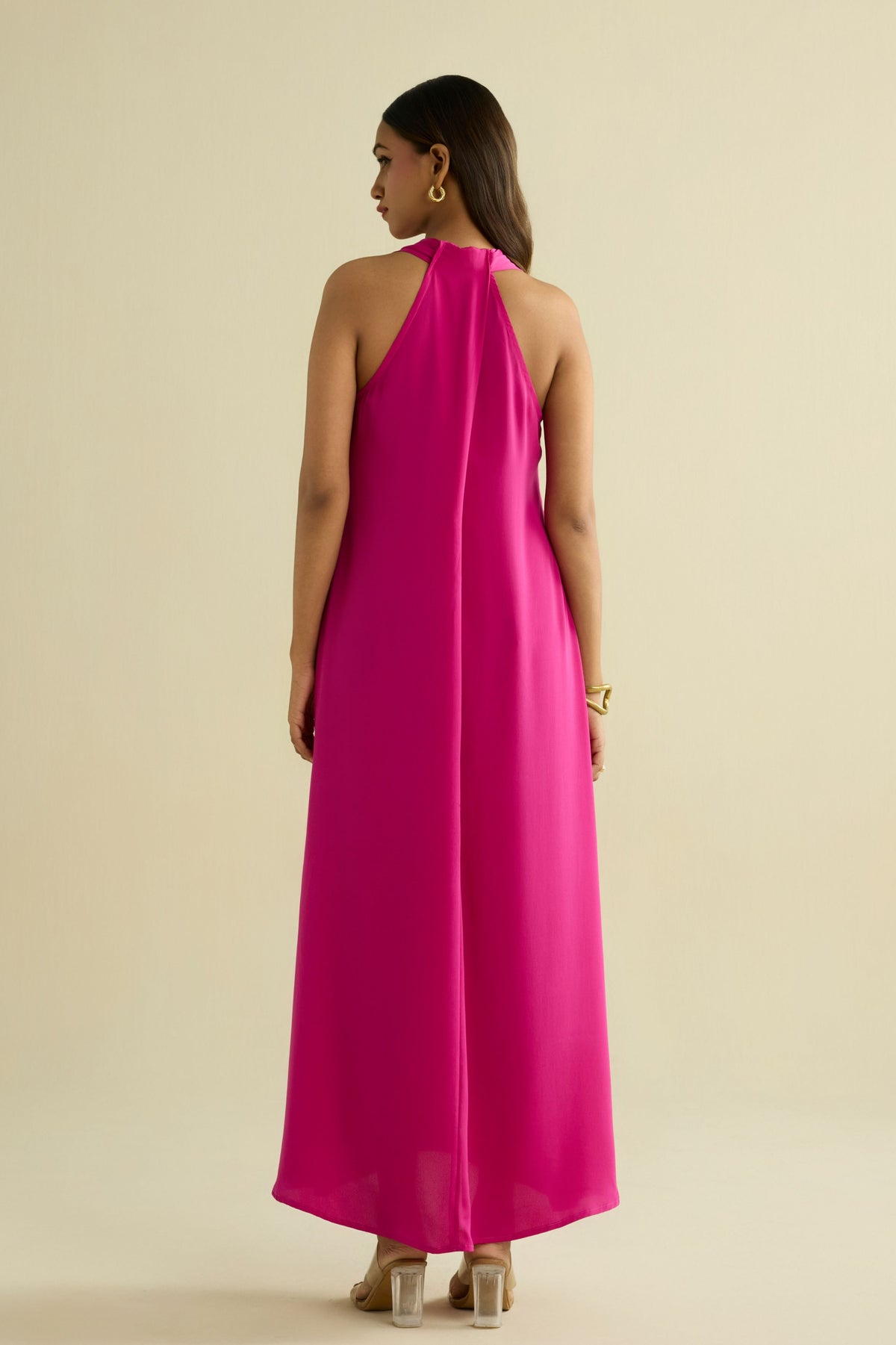 Pink Embroidered Halter Dress