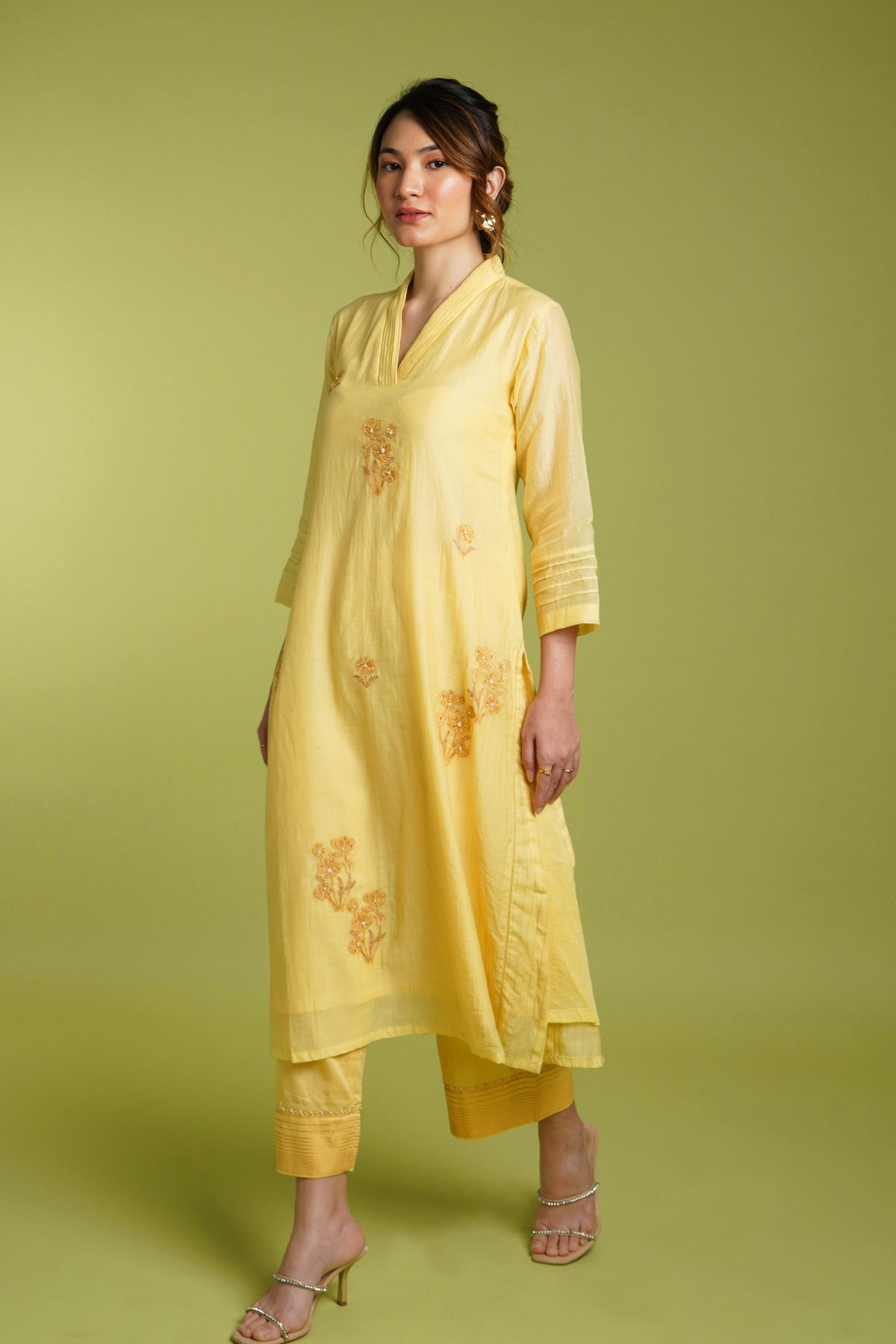 Yellow Floral Kurta Set