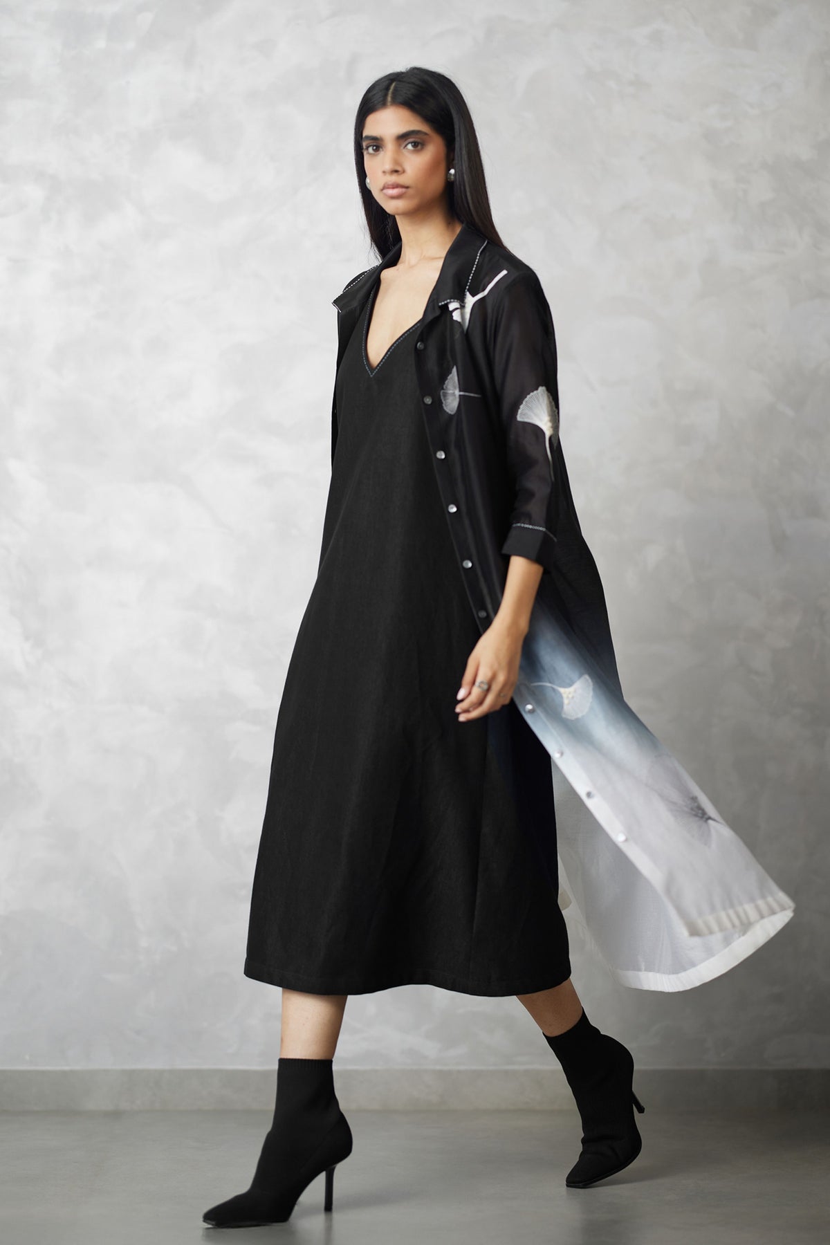 Black Jacket With Denim Dress