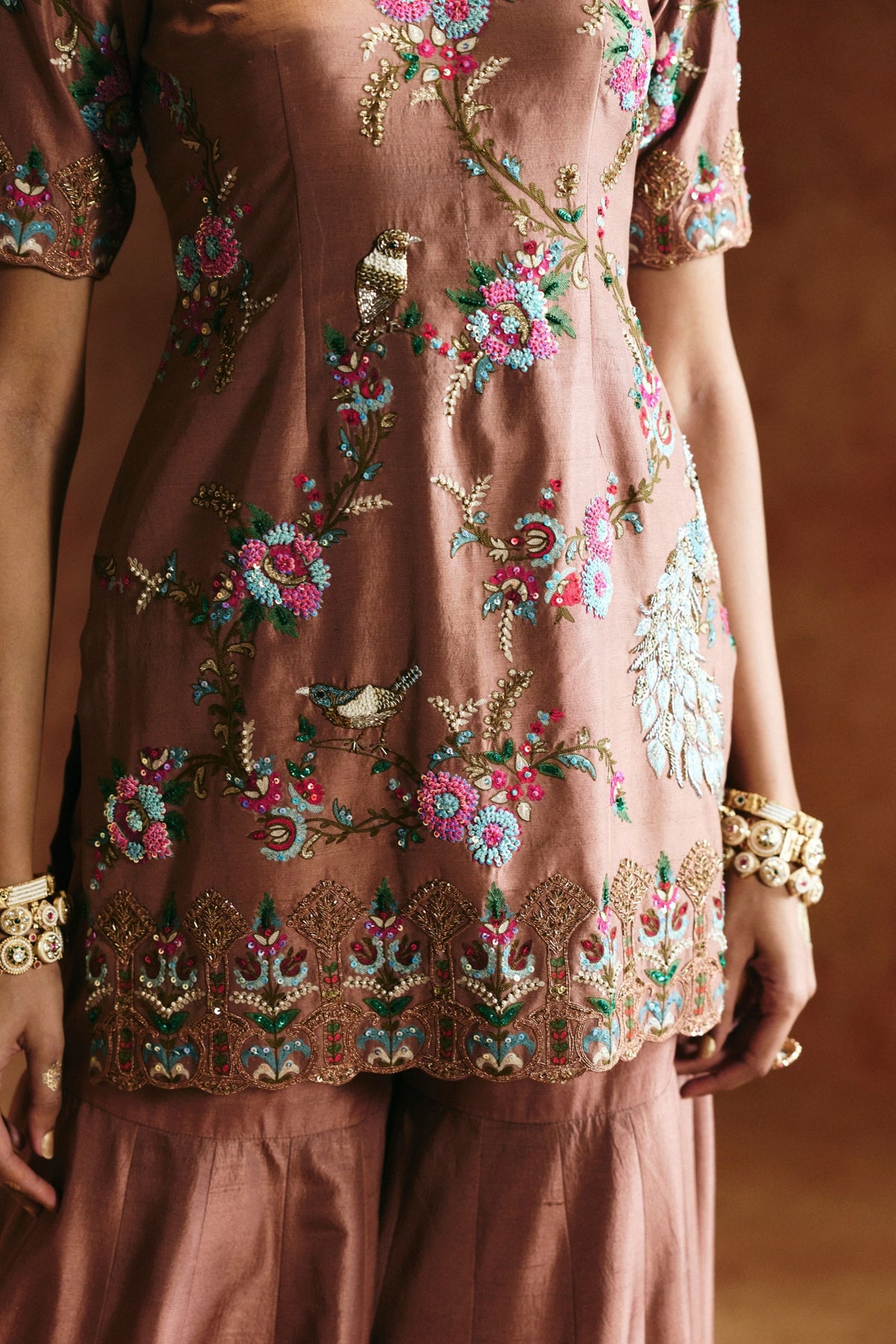 Bronze Zardozi Sindh Sharara Set