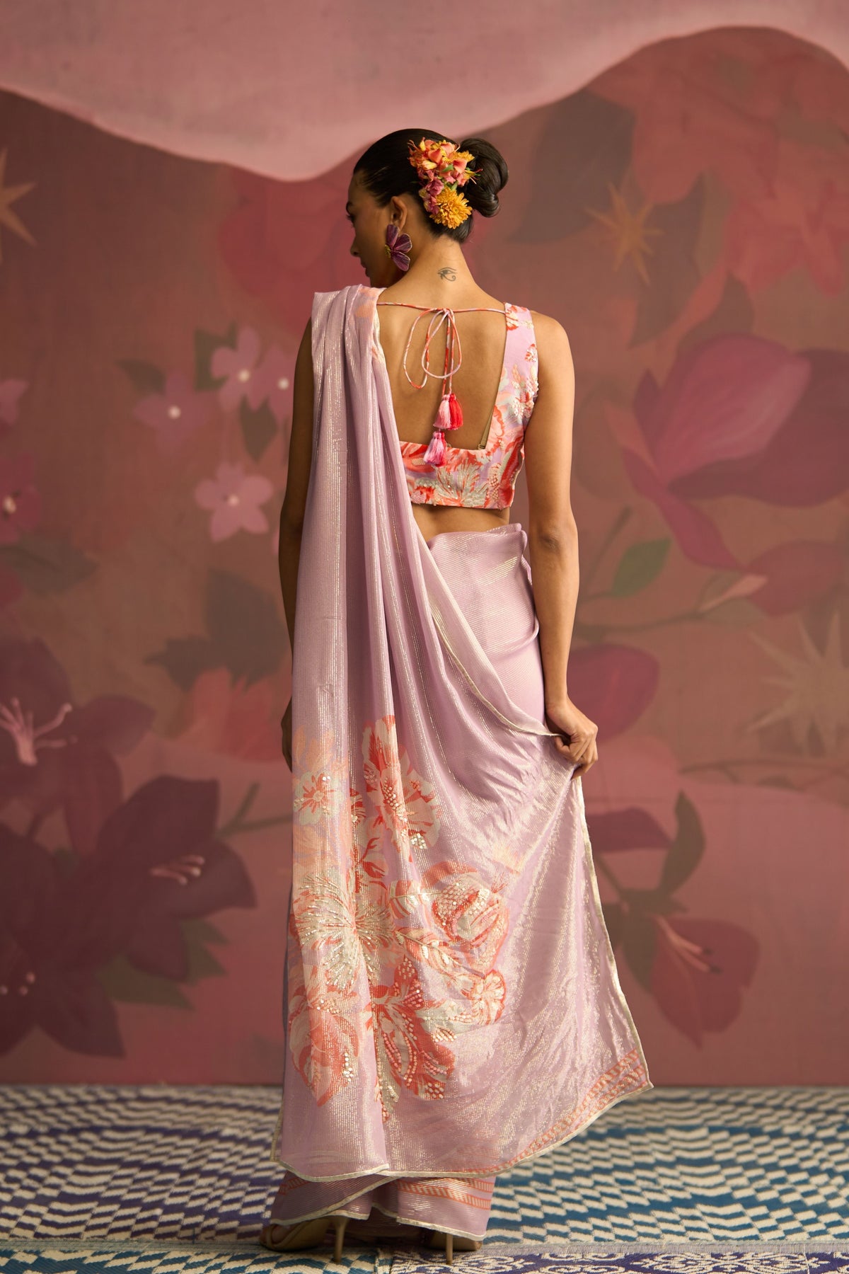 Lavender Blush Veil Saree Set