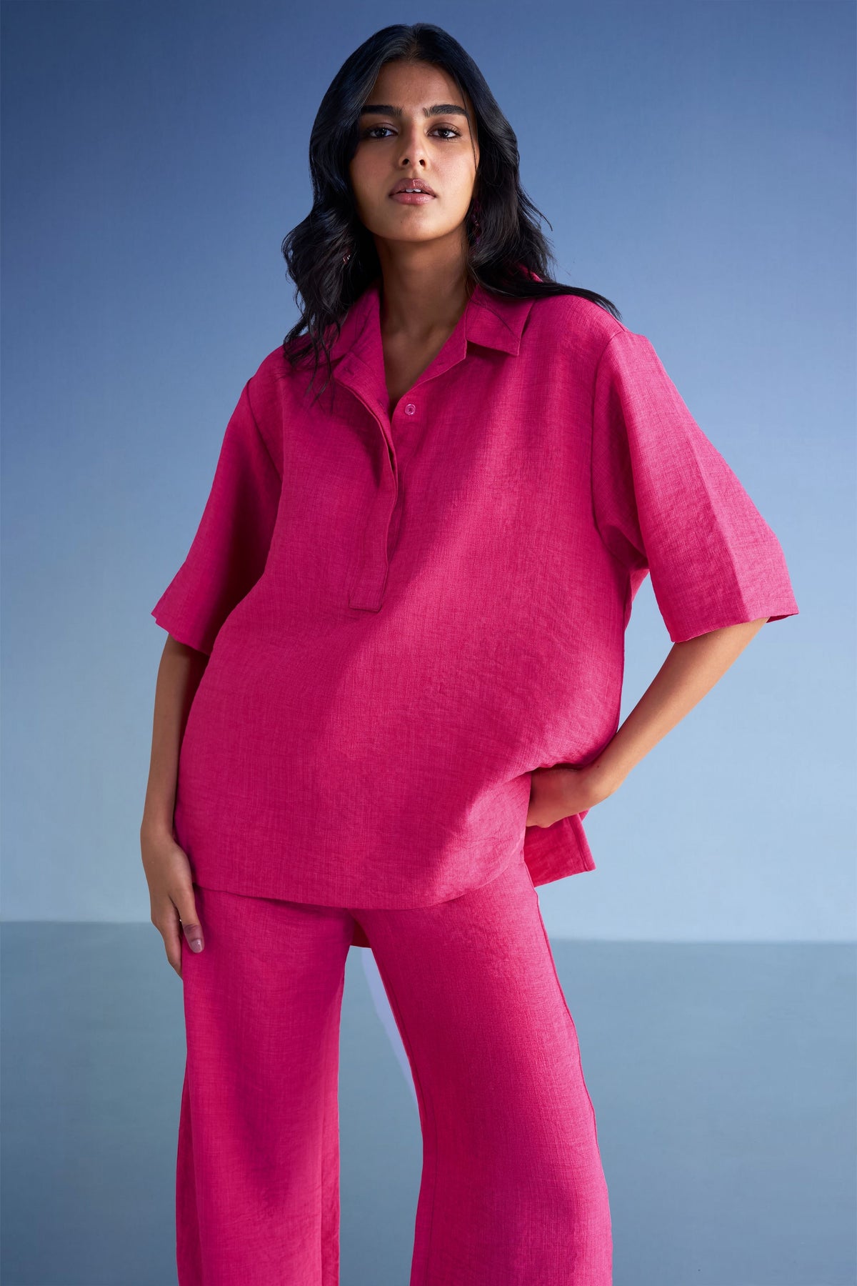 High-low Fuchsia Top