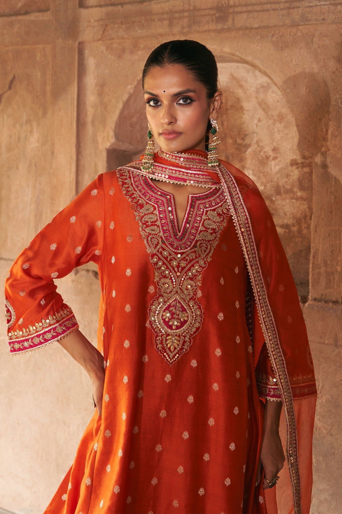 Hafsa Orange Chauga With Salwar