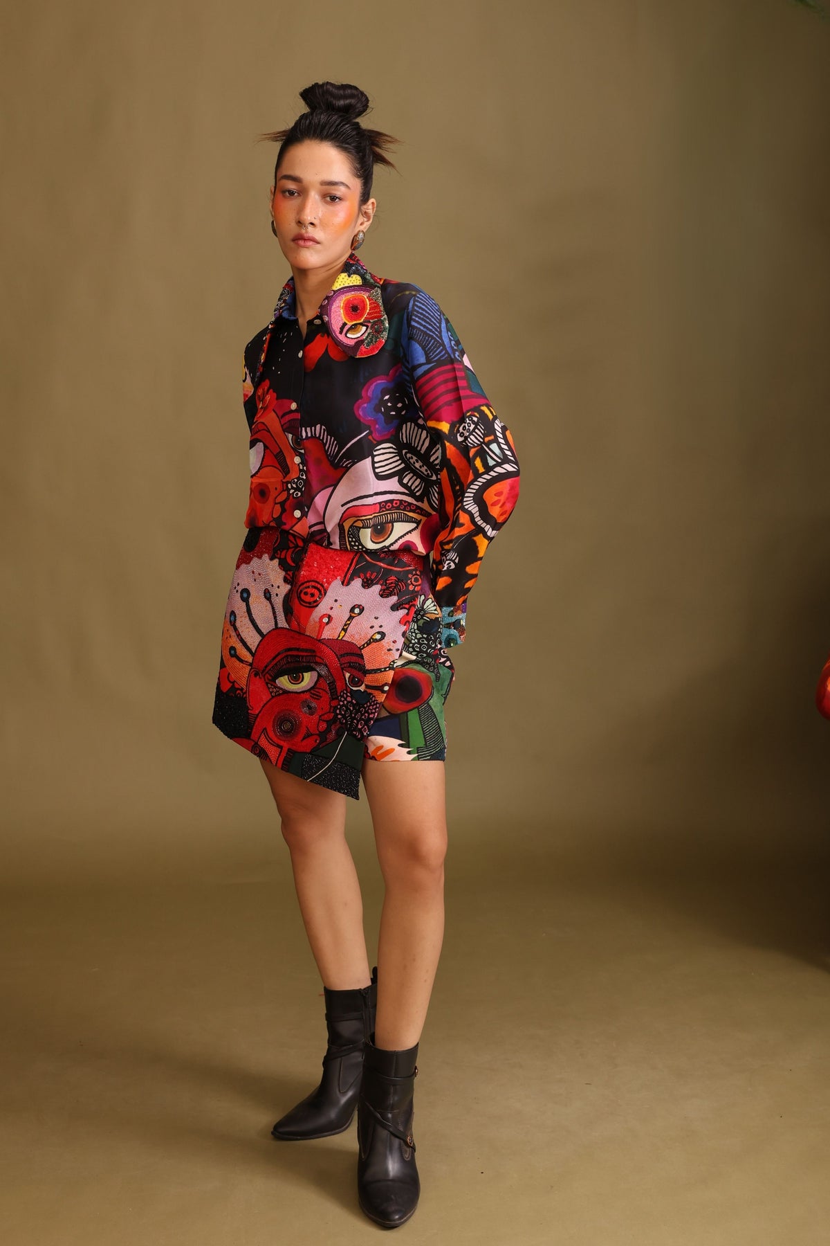 Cosmic Siren Embroidered Flap Skort
