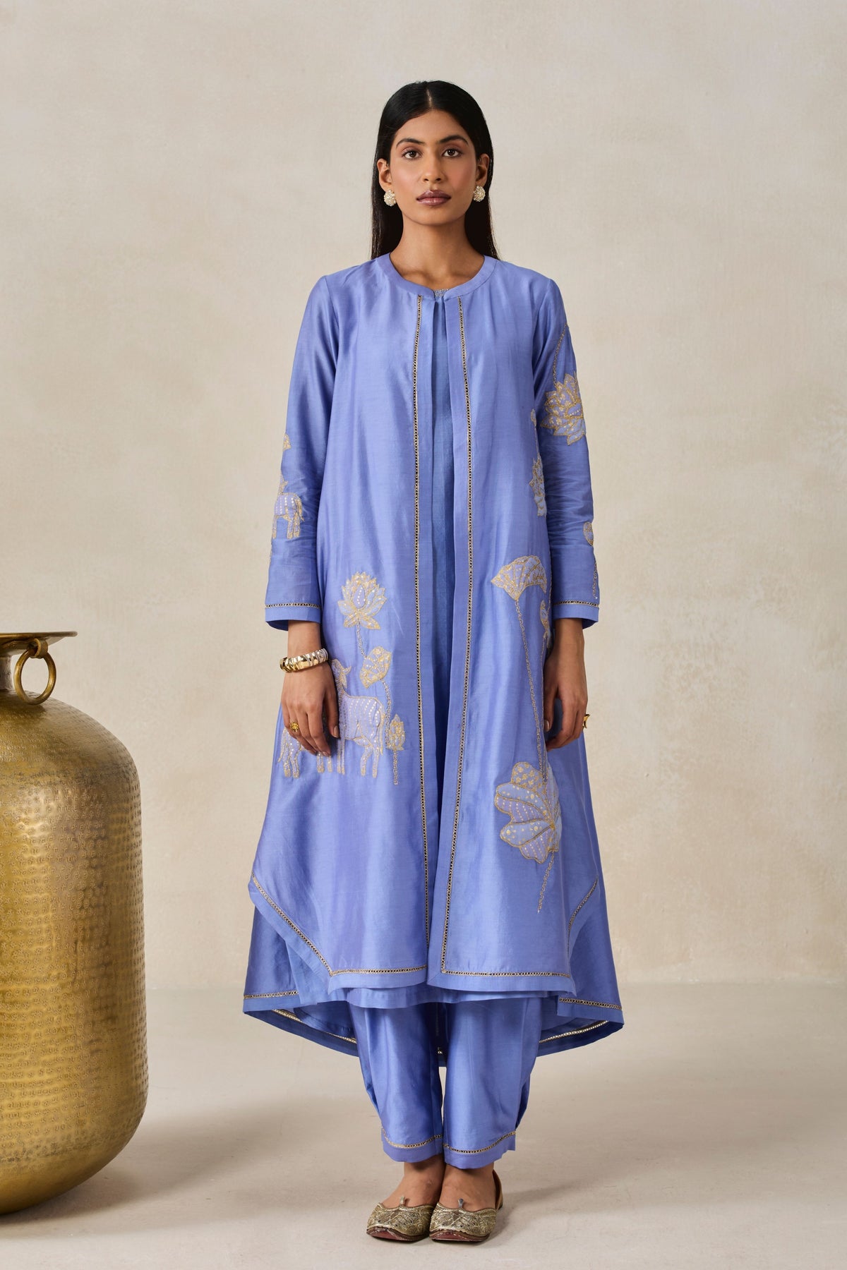 Chanderi Kurta Pants Set