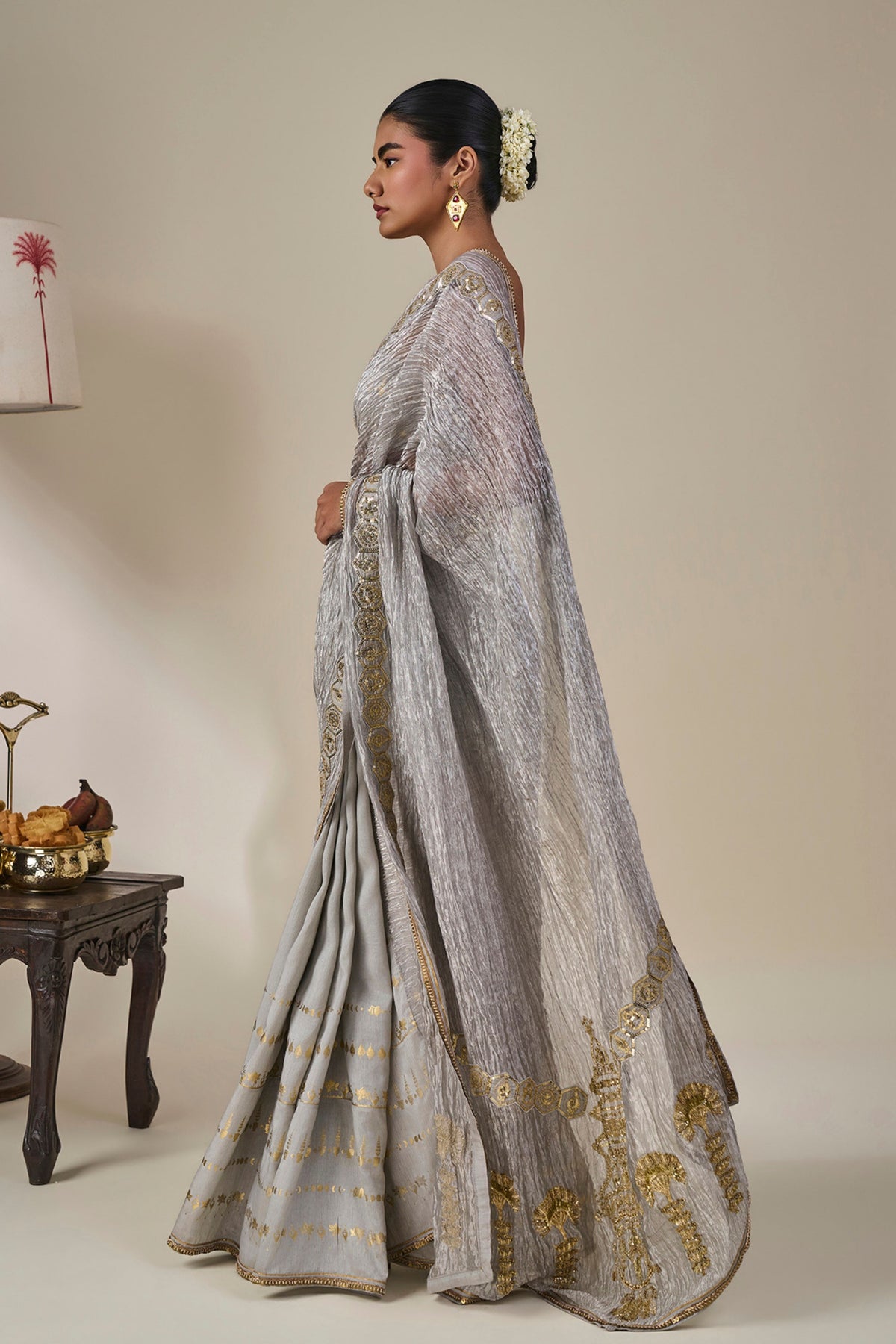 Grey Kathakali Malabar Saree