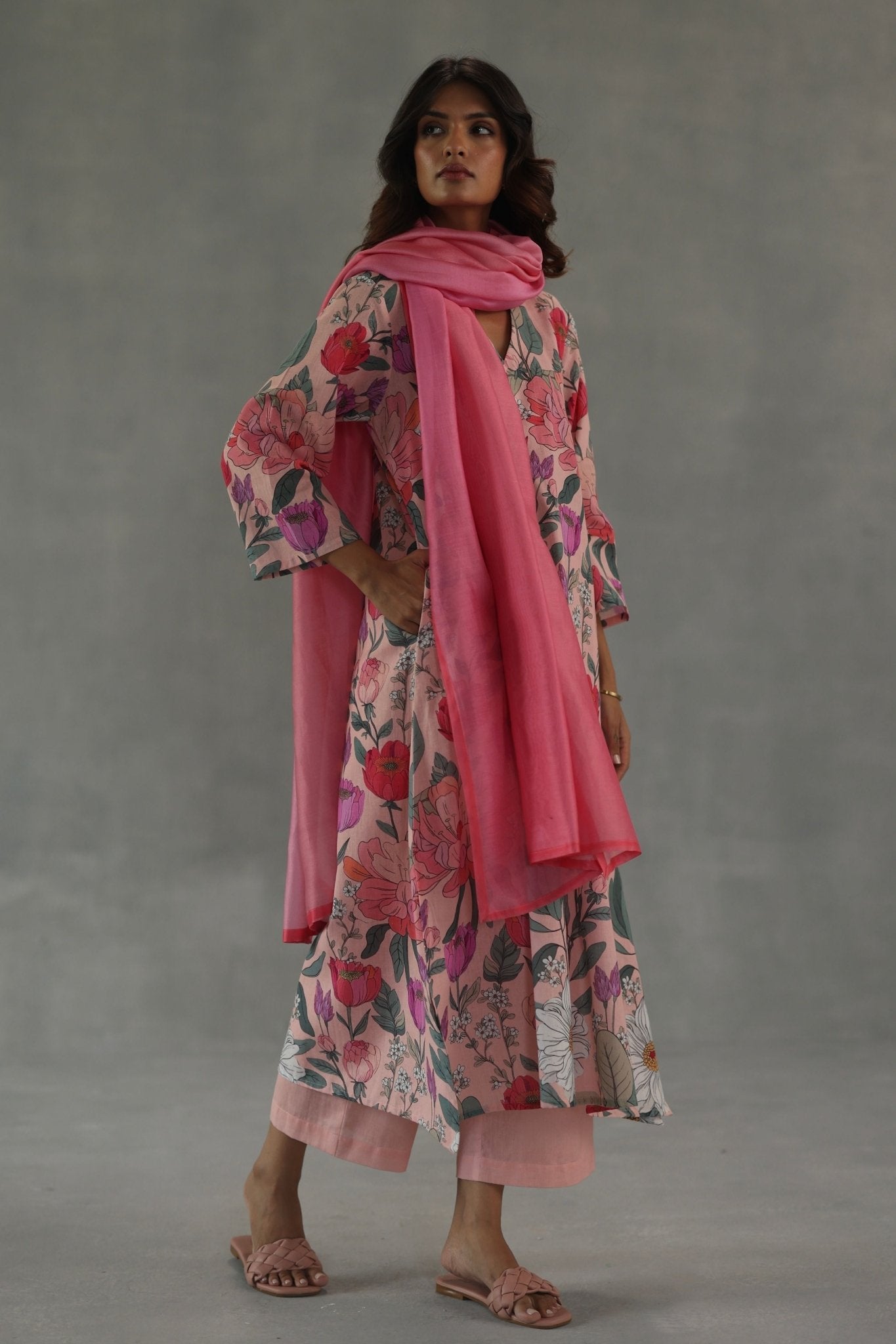 Pink Roseate Dupatta - Roza Pret - Elahe