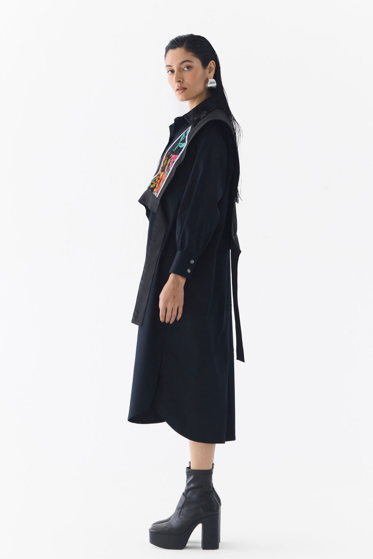 Calla Shirt Dress With Multi Vest