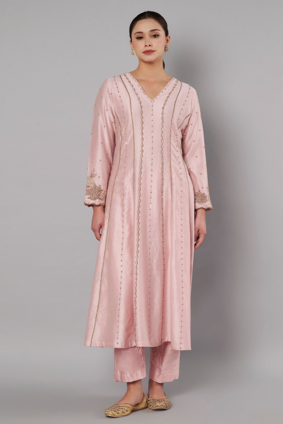 Spring Halo Muted Rose Anarkali Set