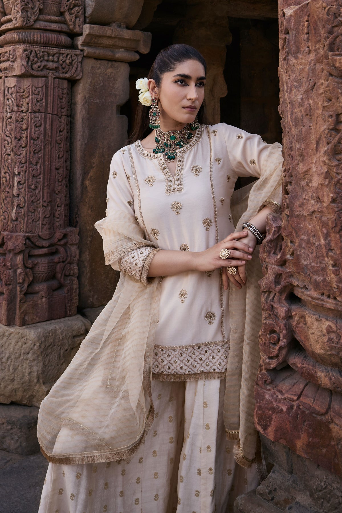 Shirina Ivory Sharara Set