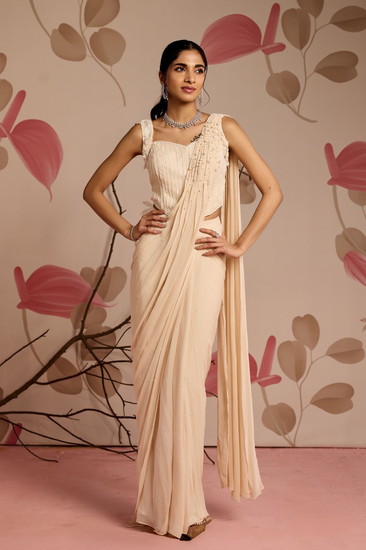 Periwinkle Drape Saree