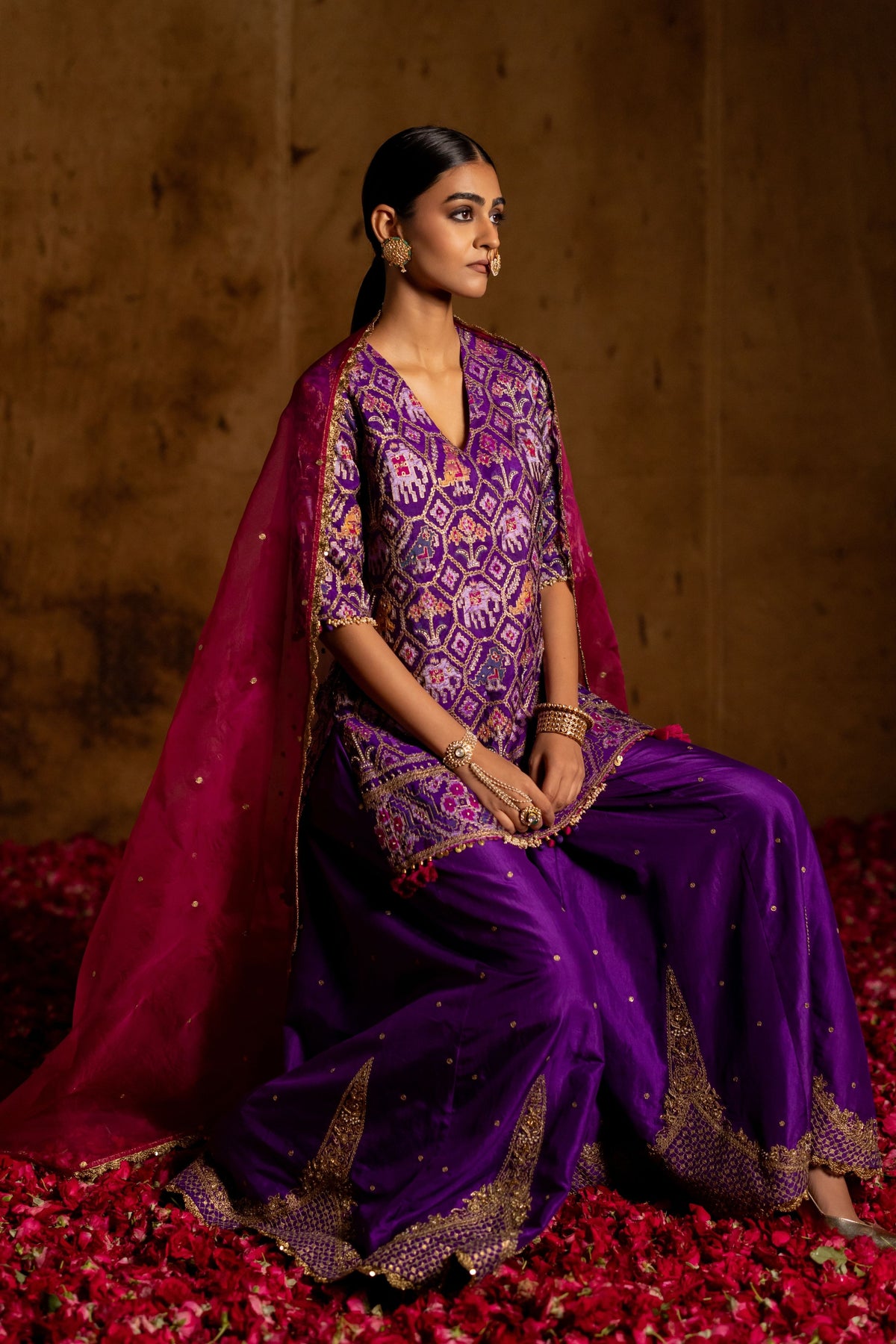 Purple Patola Sharara Set