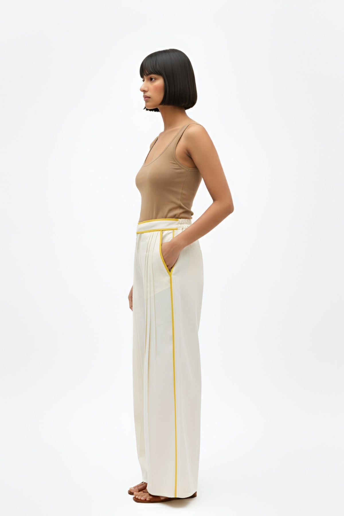 Ivory Pintucks Pants