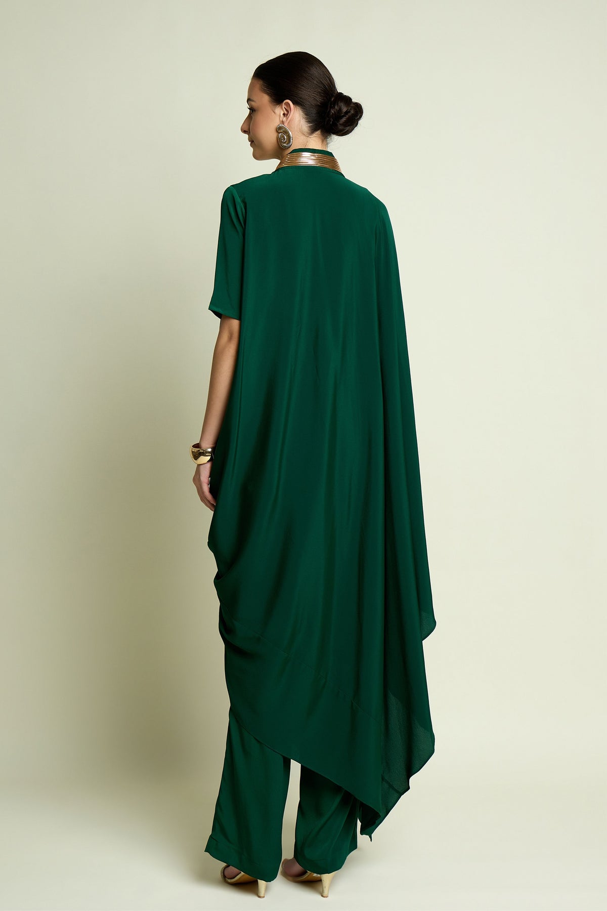 Metallic Draped Tunic Set