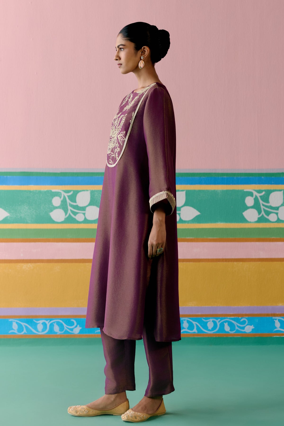 Purple Embroidered Kurta Set