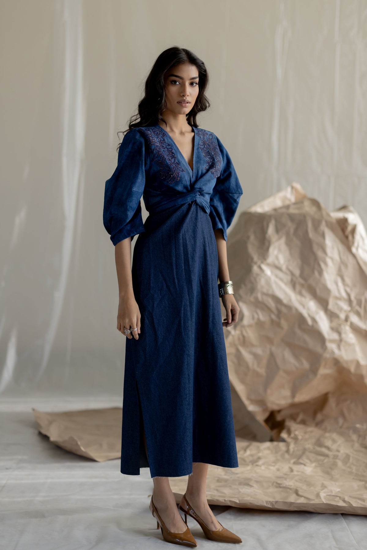 Dark Blue Wrap Around Maxi Dress