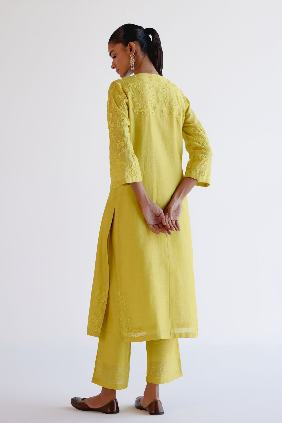 Lemon Yellow Resham Kurta Set