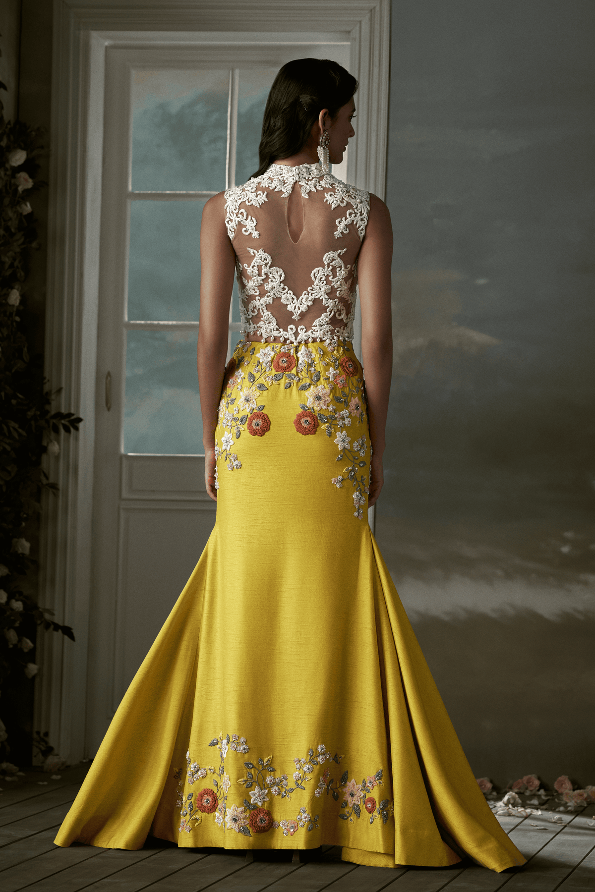 Yellow Skirt With Ivory Corset Top