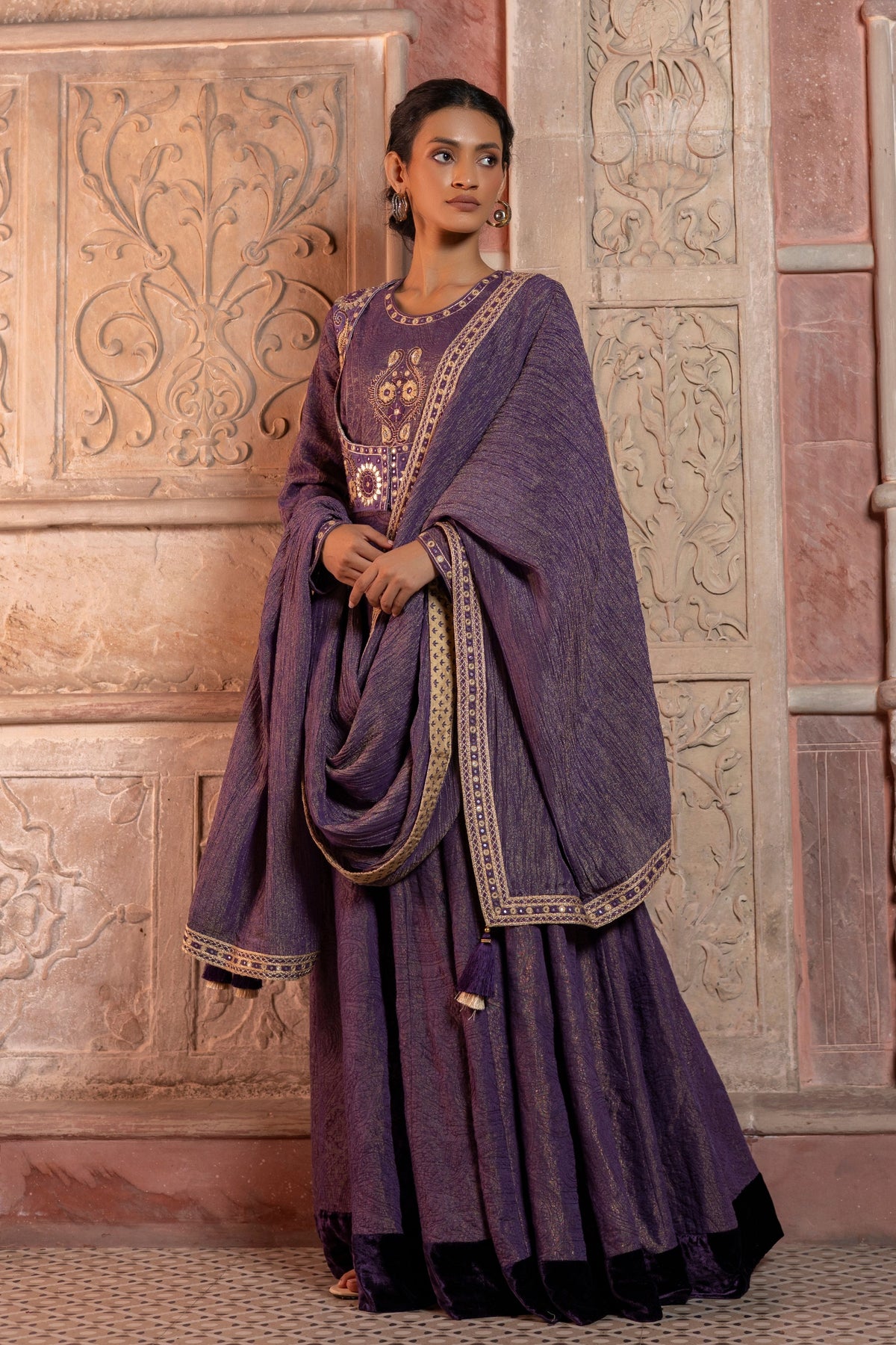 Purple Anarkali Set