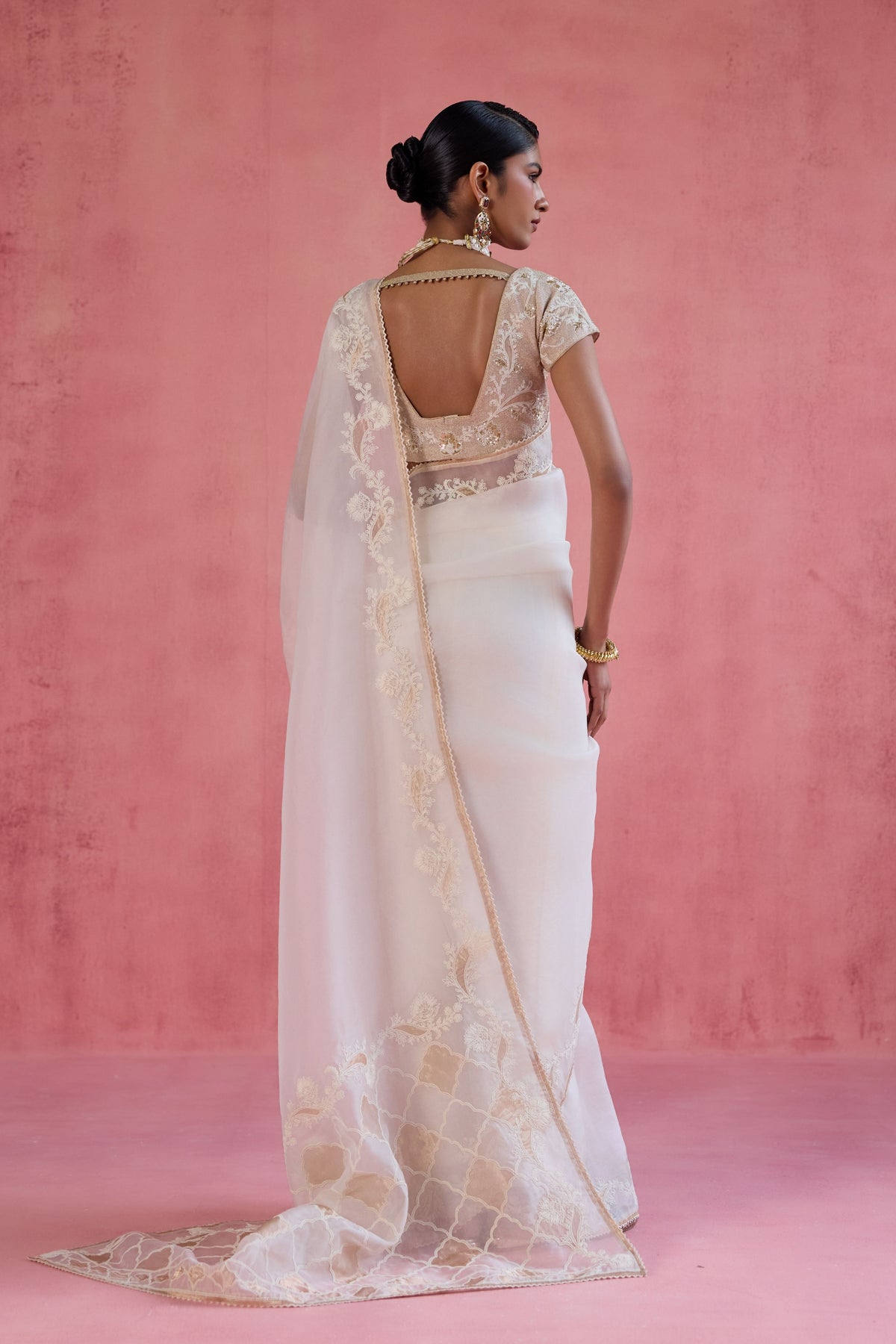 Zeba Ivory Saree Set