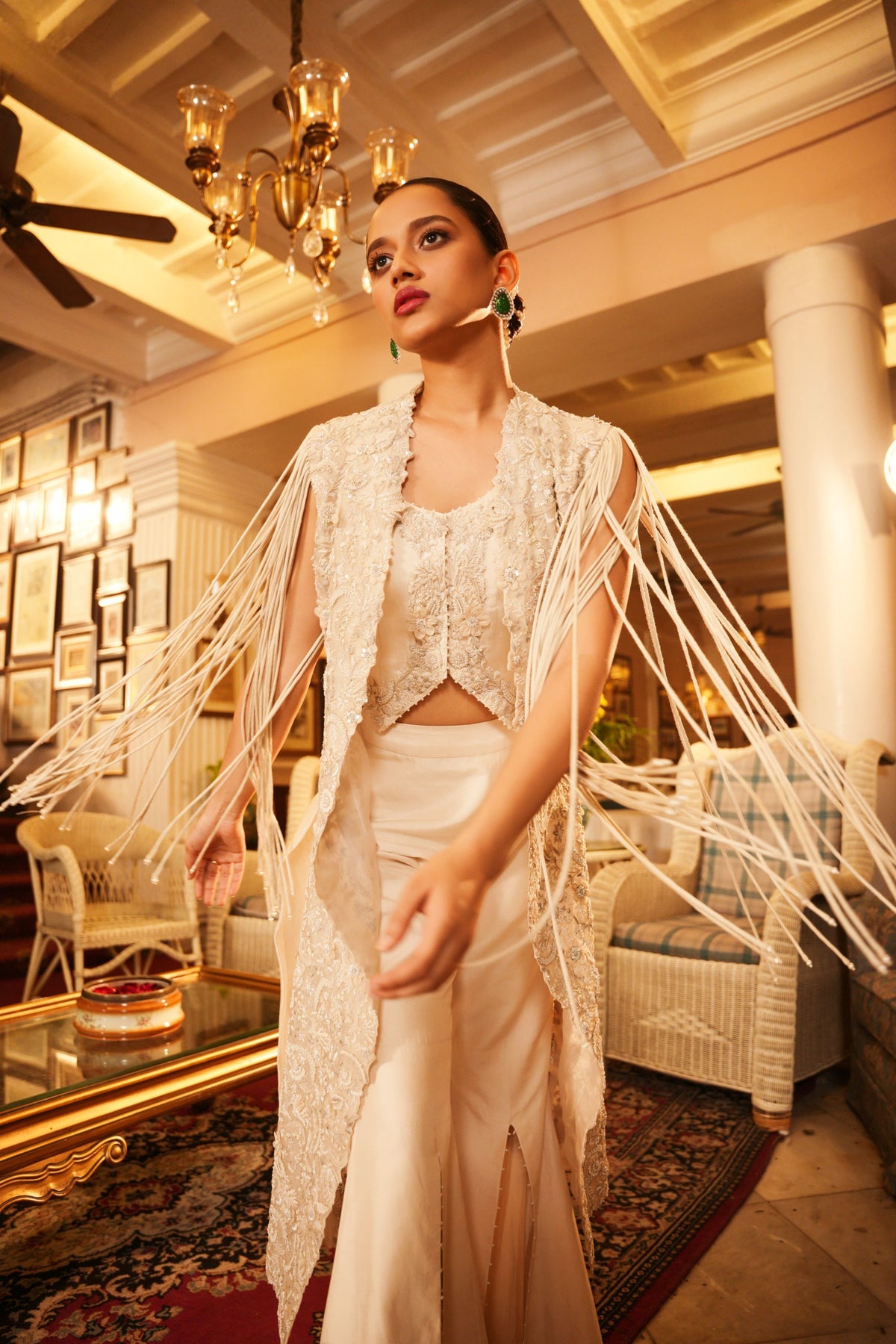 Tone on Tone Embroidered Jacket Set