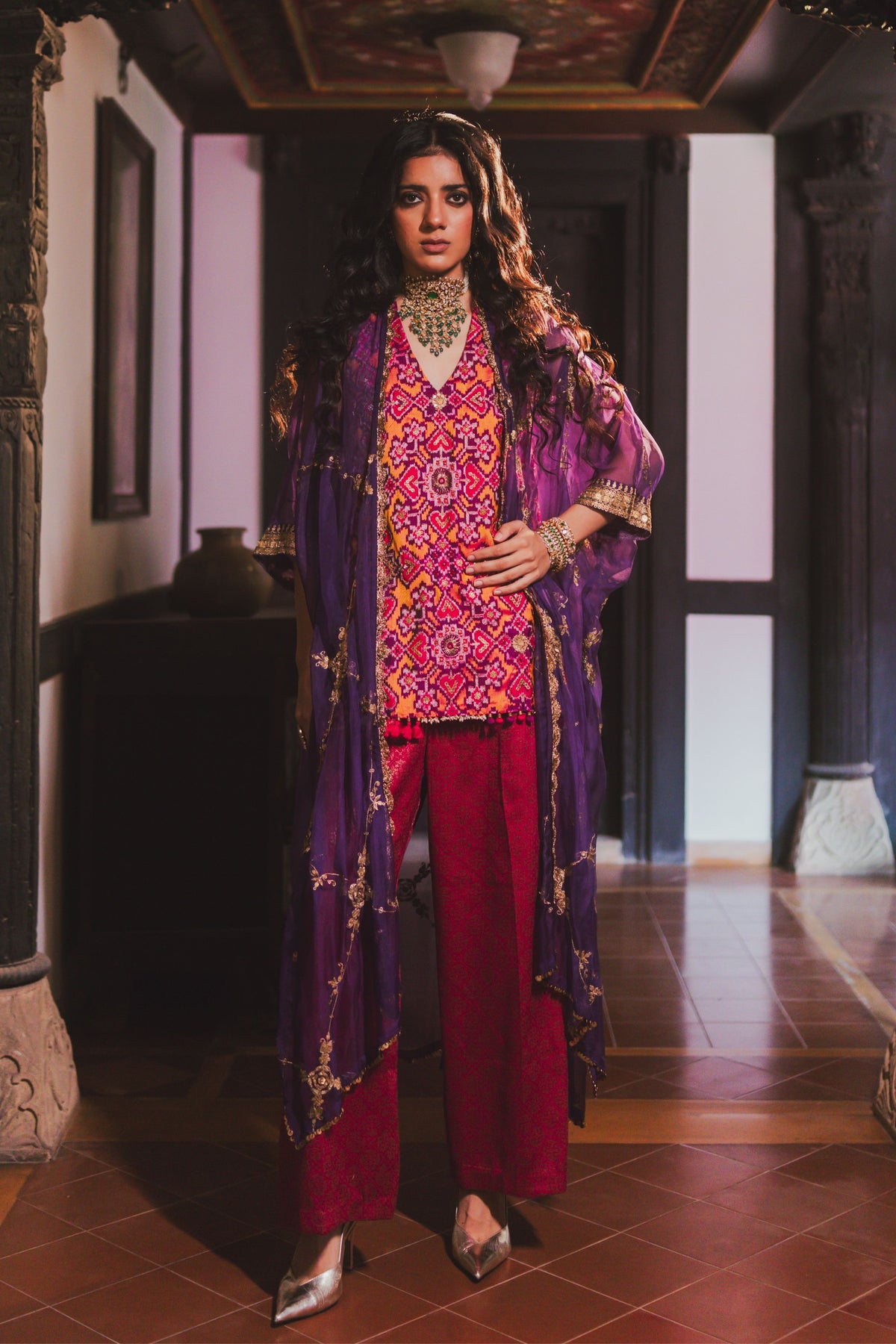 Kavita Yellow Cape Set
