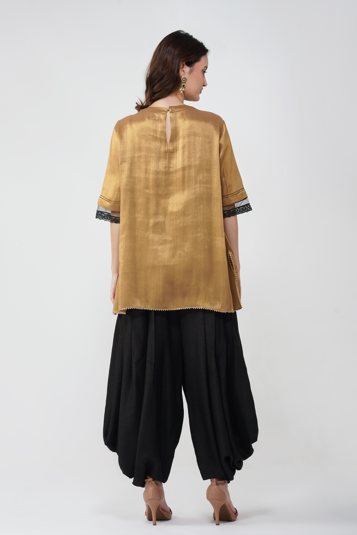 Mirrorwork Printed Top and Dhoti Set