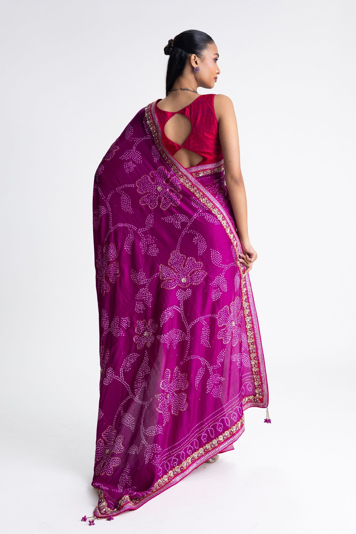 Magenta Zardozi Saree