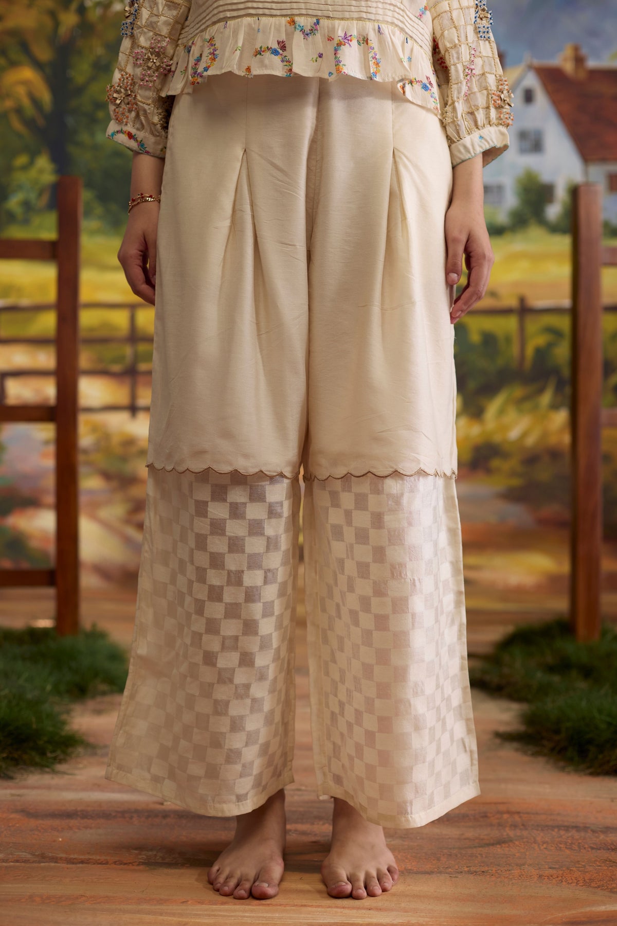 Lumina Checkered Chanderi Pants