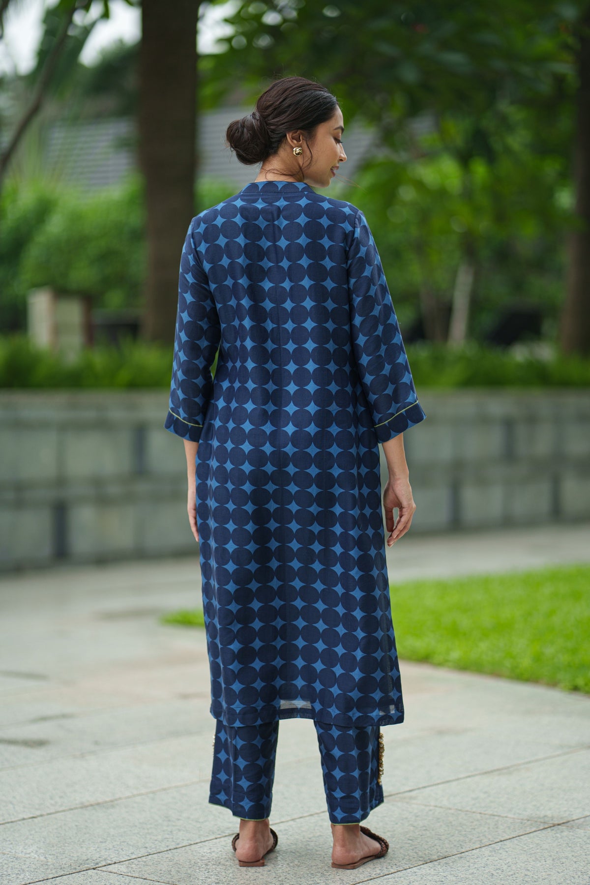 Poppy Blue Geo Kurta With Pants