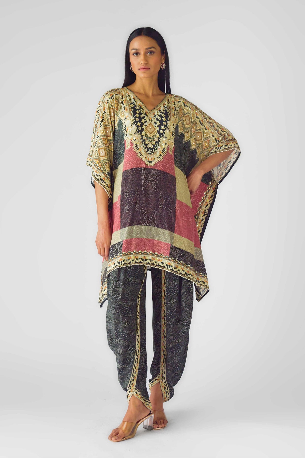 Muslin Embroidered Dhoti Set