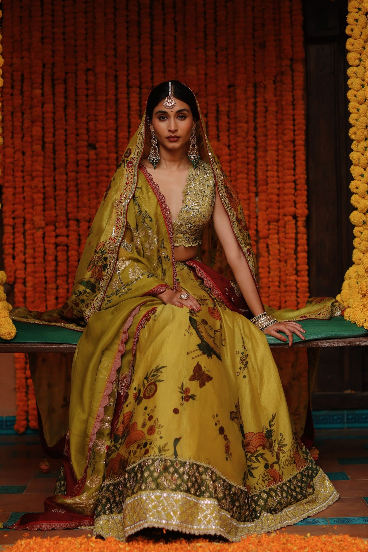 Mustard Kalam Lehanga Set