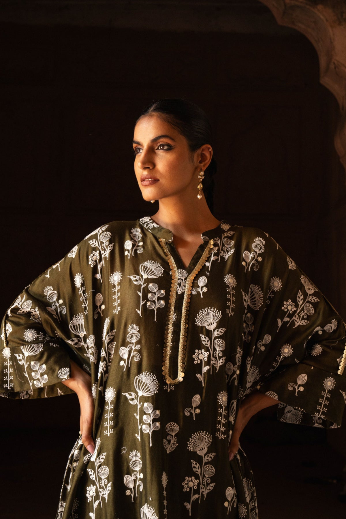 Olive Sunflower Kurta Set