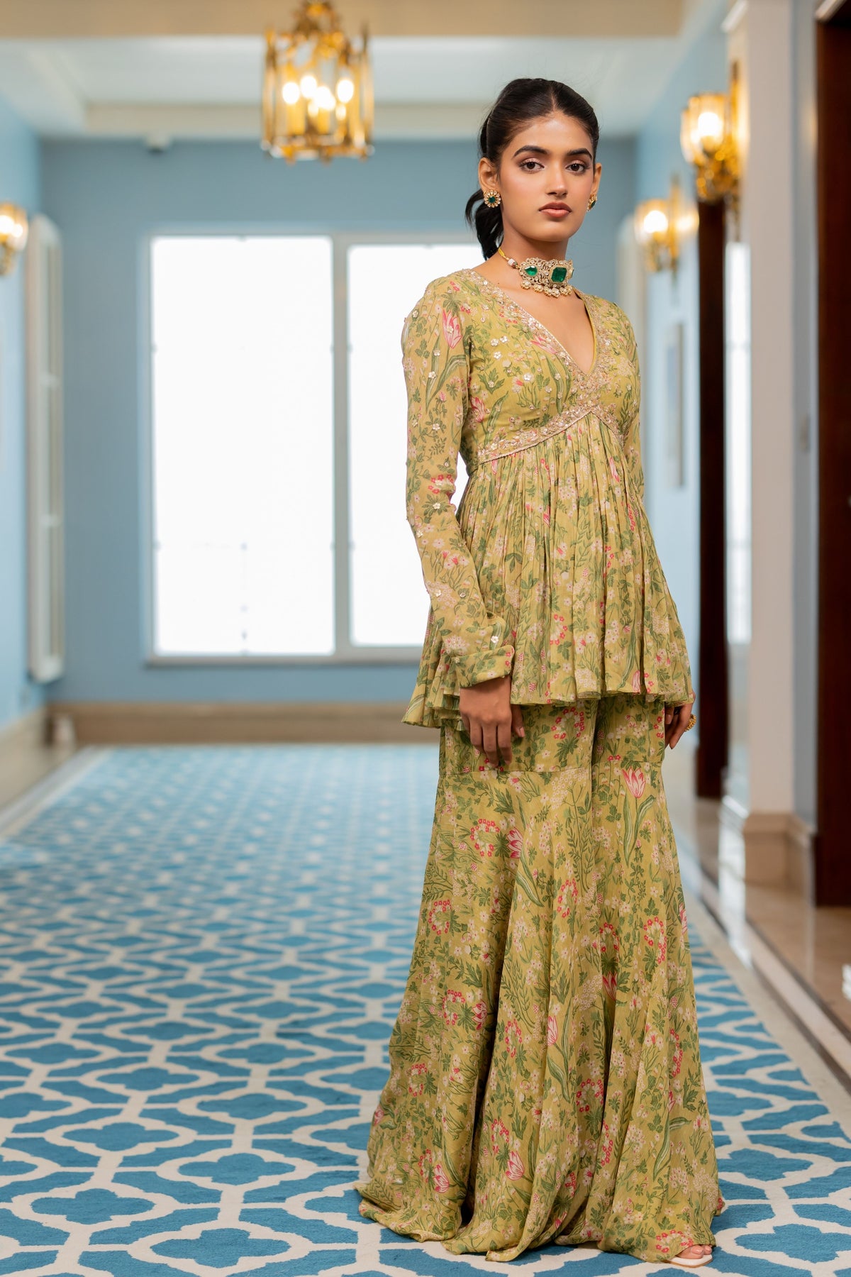 Keeva Sage Green Sharara Set