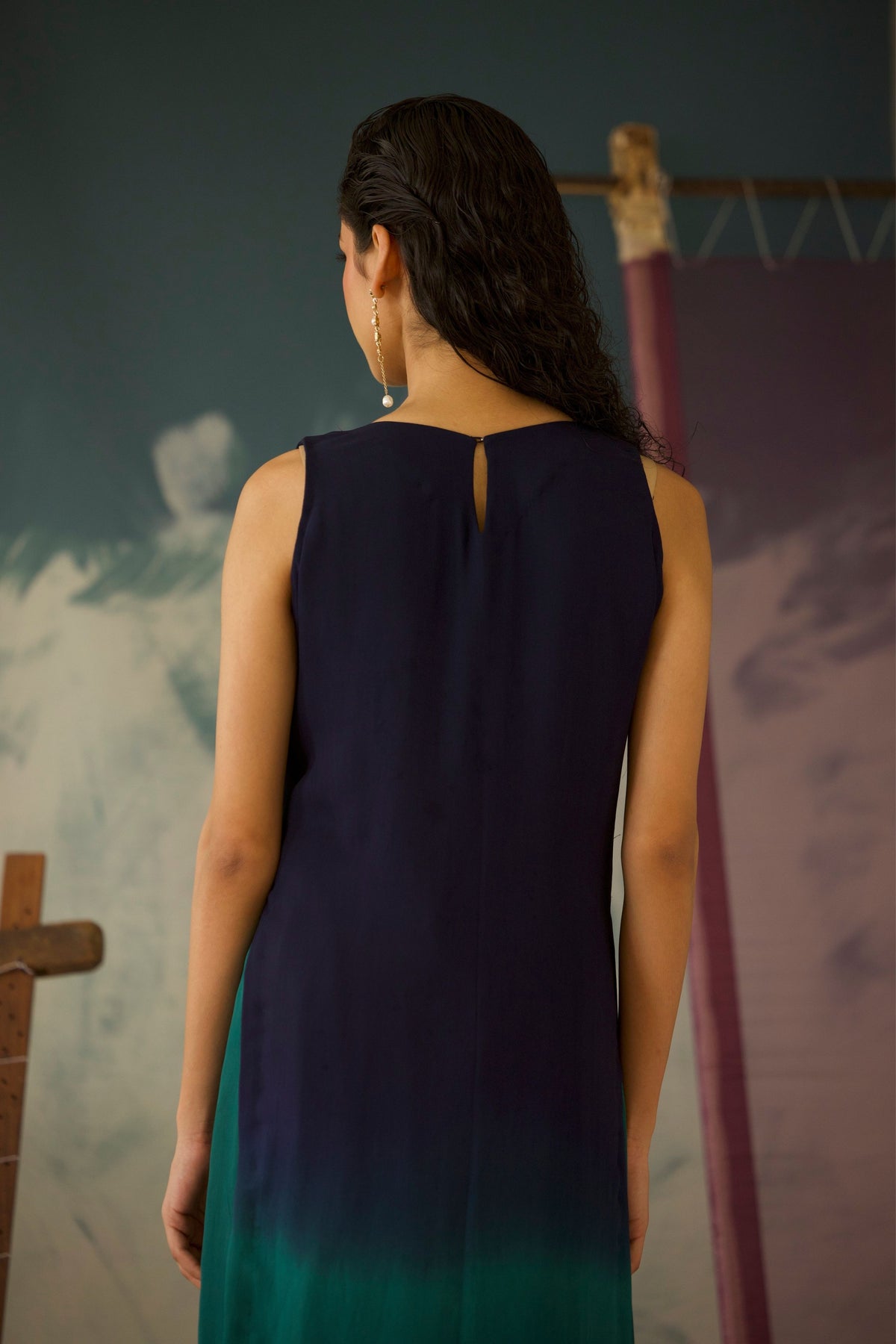 Blue and Green Kurta Set