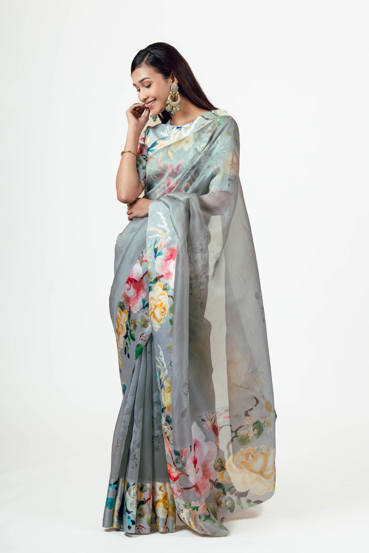 Julie French Grey Organza Saree