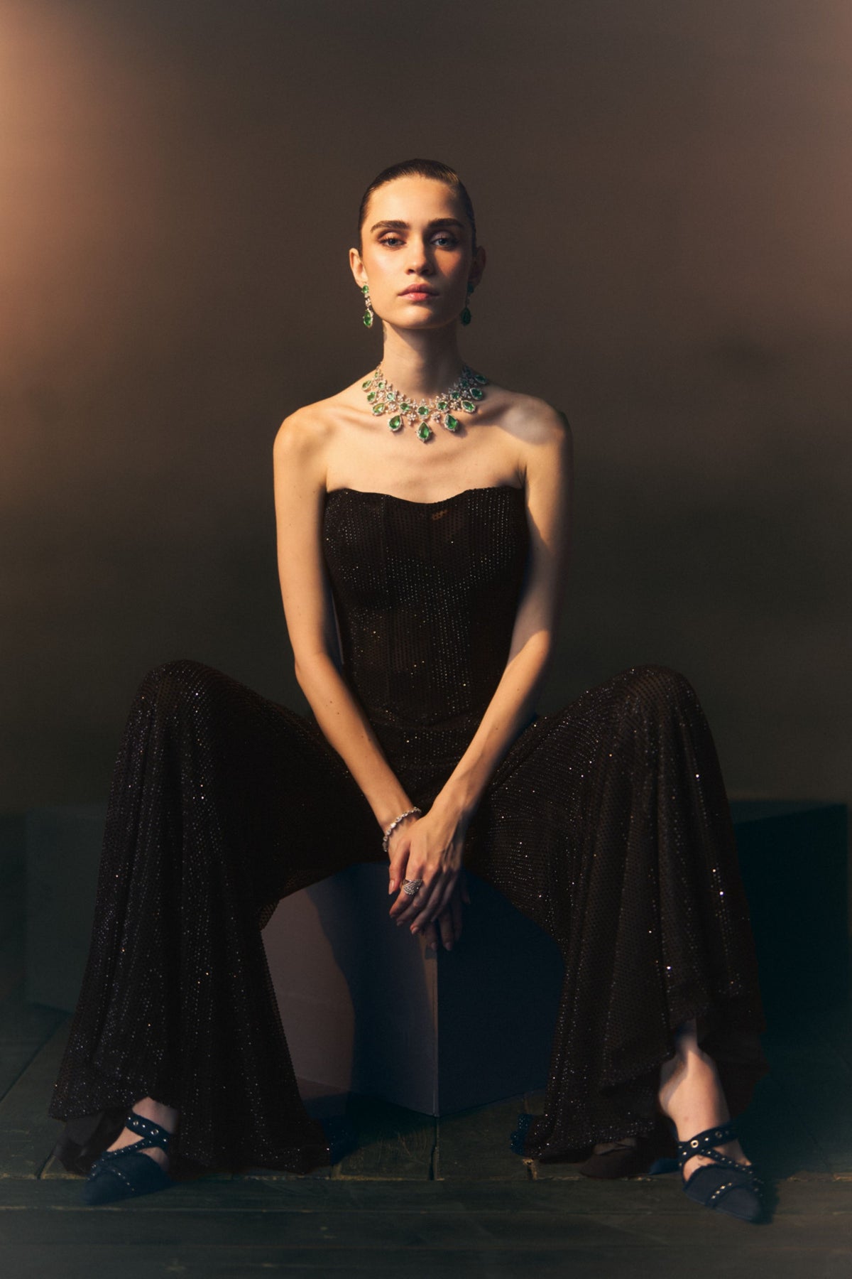 Onyx Sharara Pants with Corset Top