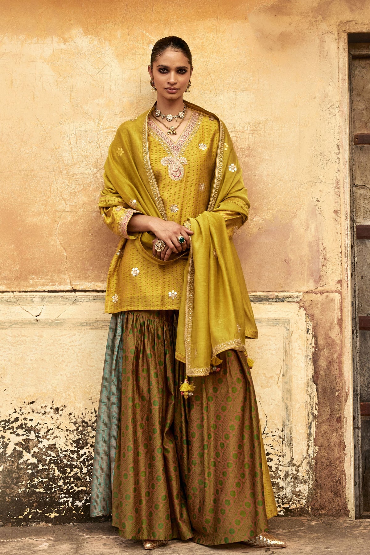 Short Kurti Multicolor Sharara Set