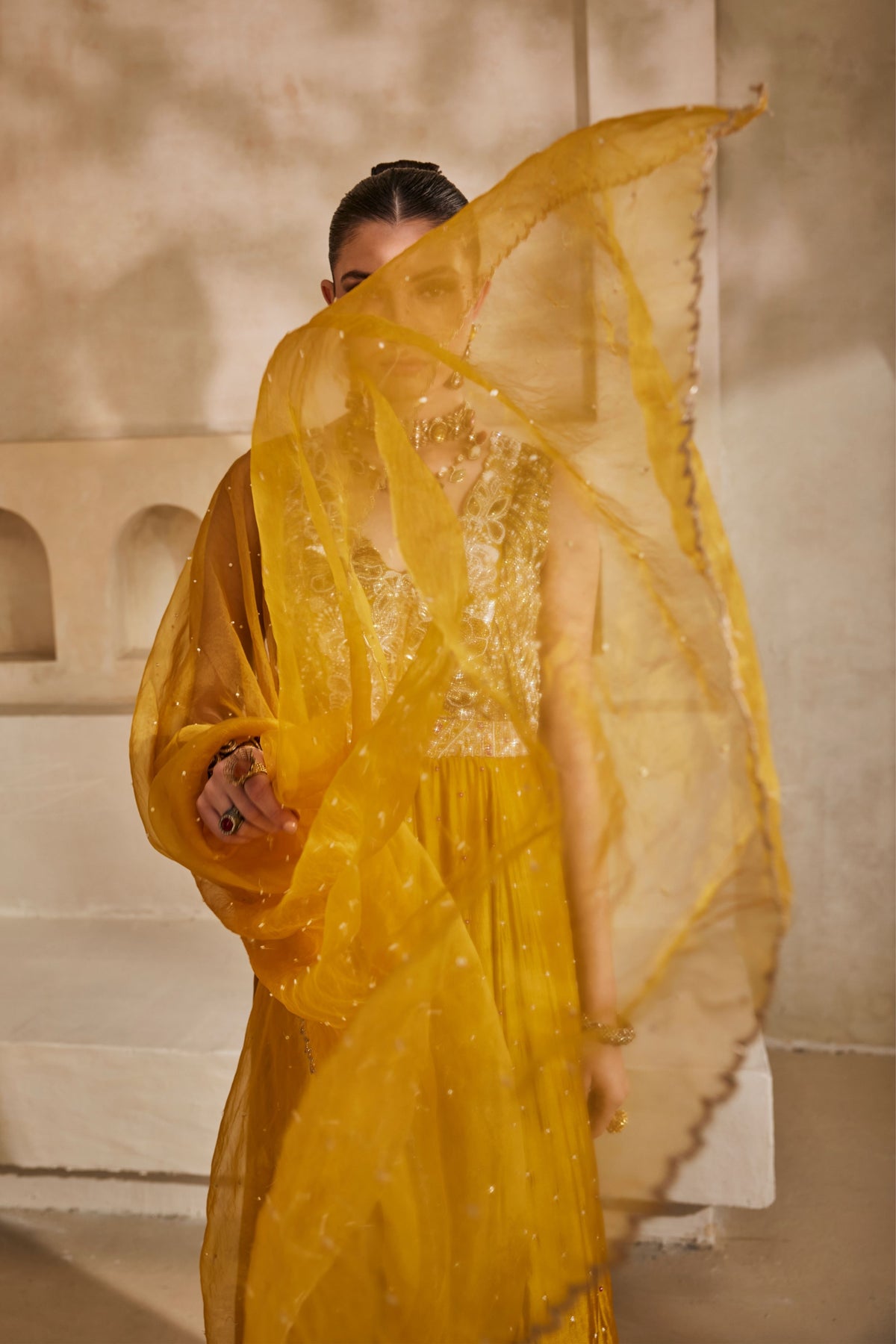 Sunehri Anarkali Set