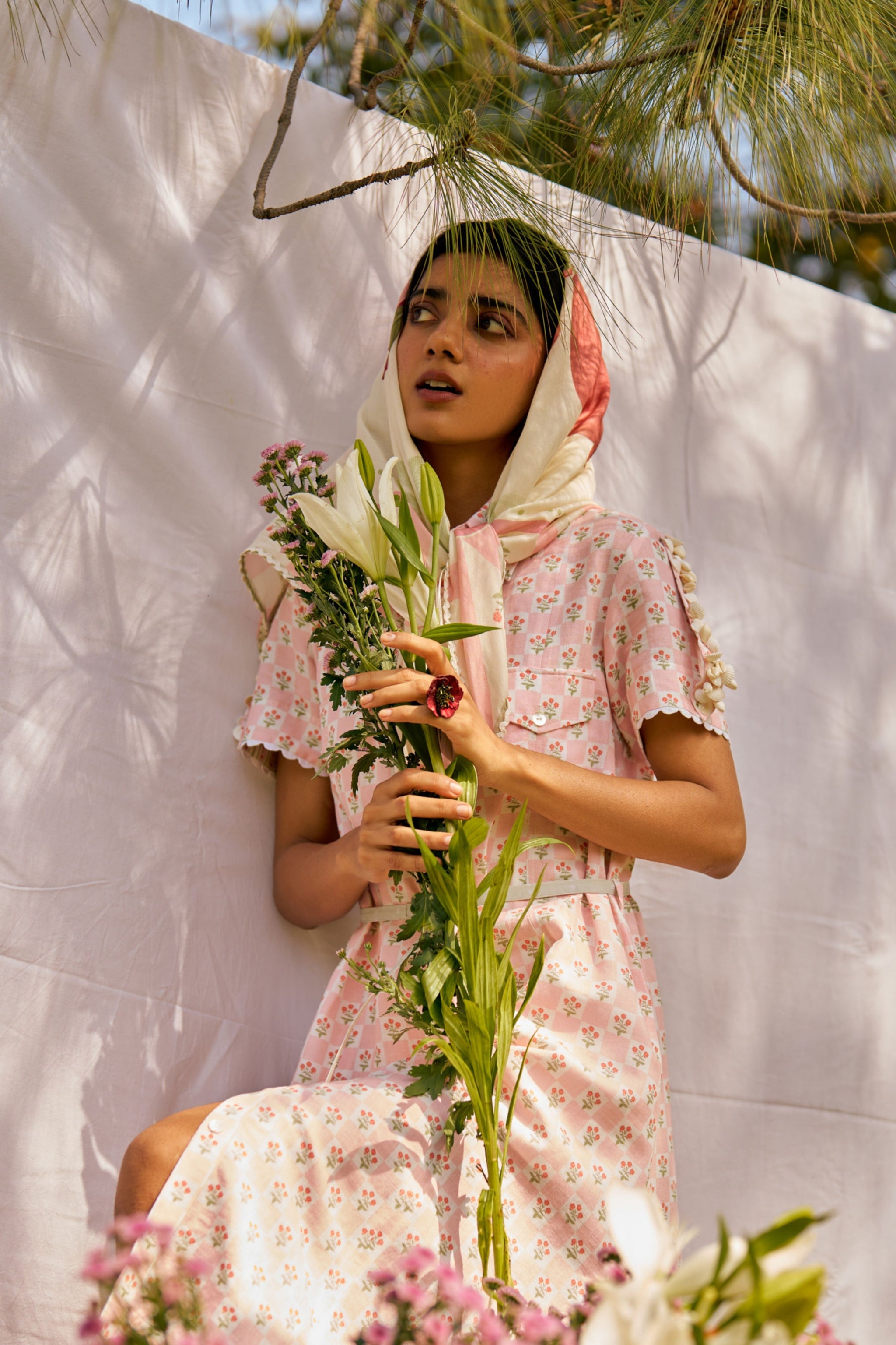 dusty rose shirt dress Dusty Rose Belted Shirt Collar Linen Maxi Dress Veloria-Fashion
