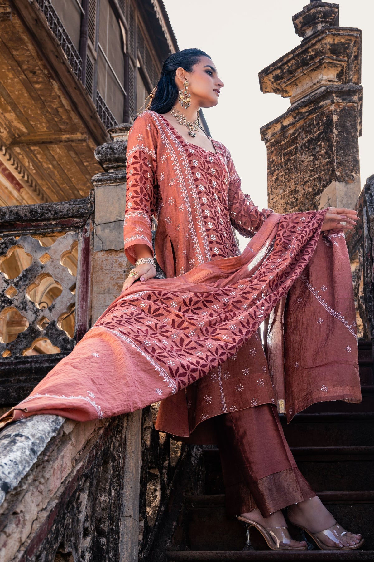Rustic Red Straight Suit Set