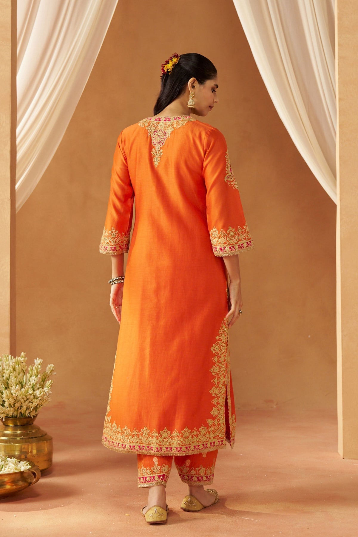 Mubina Burnt Orange Kurta Set