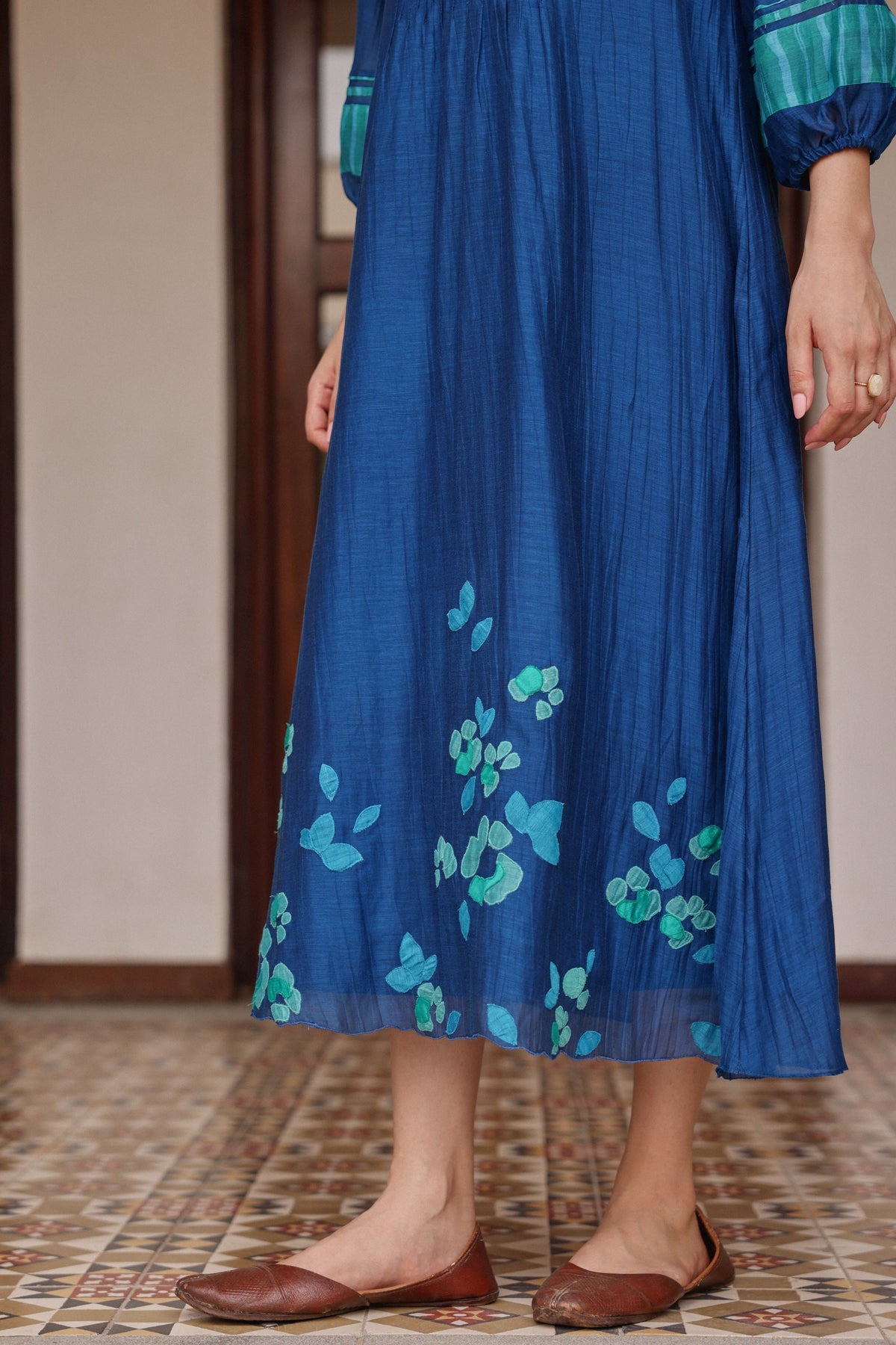 Indigo Pintuck Dress