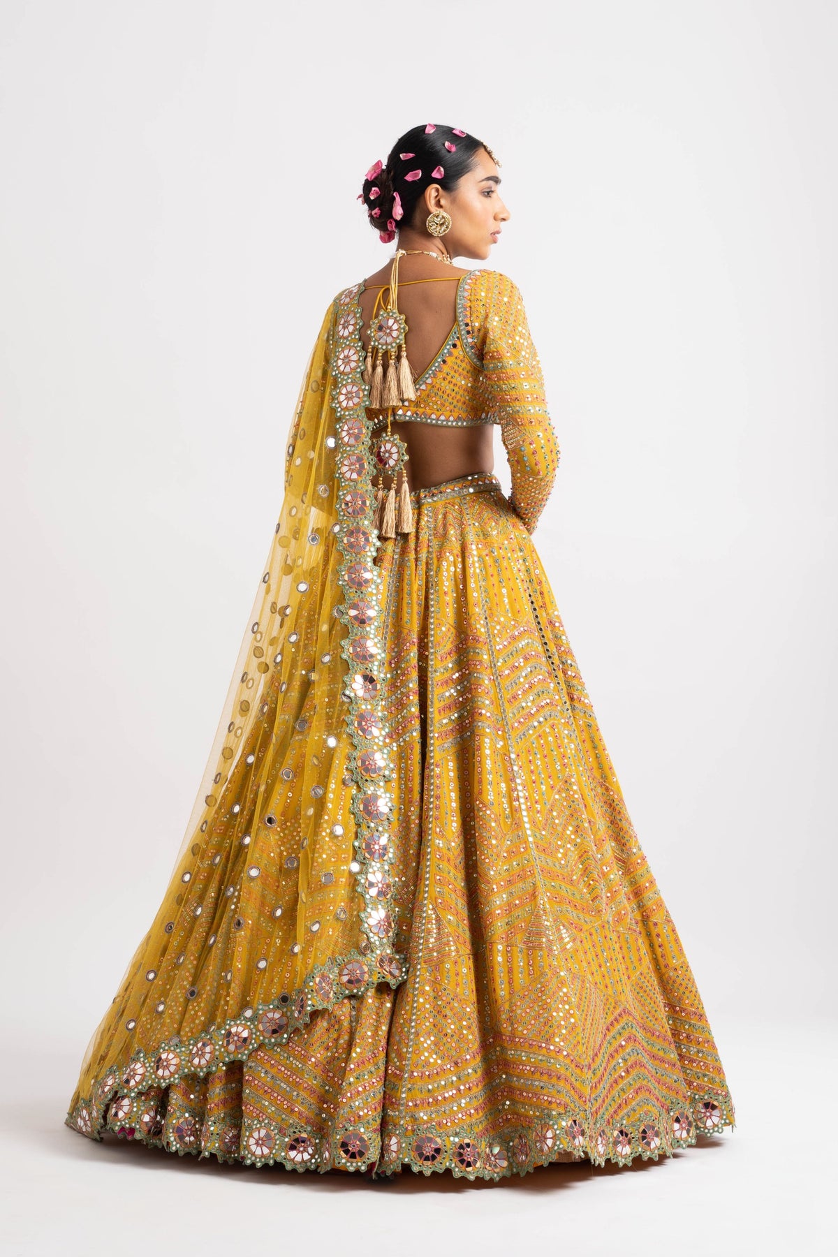 Yellow heavy lehenga set